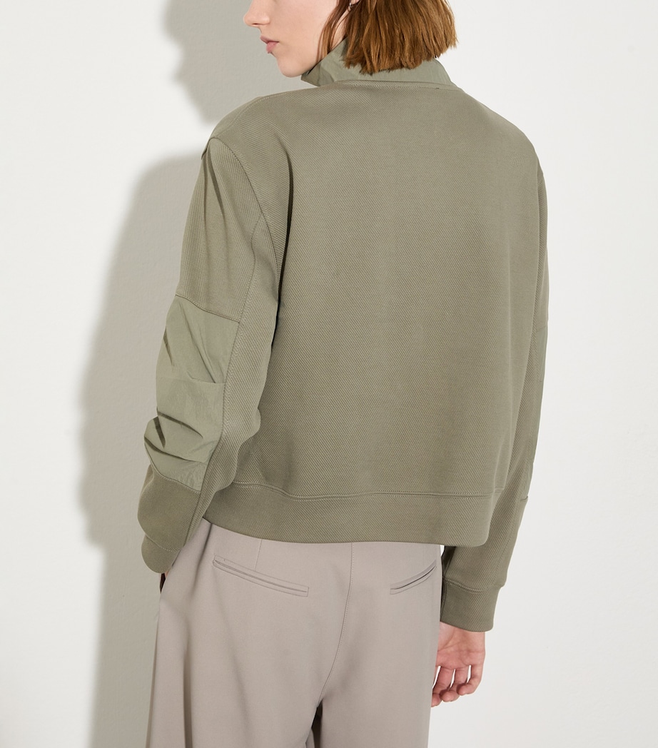 Cotton Jersey-Blend Half-Zip Sweatshirt SAGE Image 4