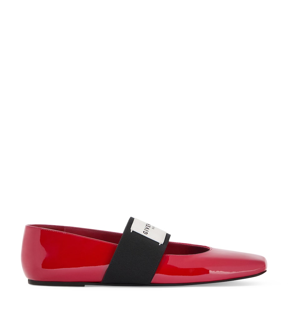 Leather Squared Toe Ballet Flats DEEP RED Image 1