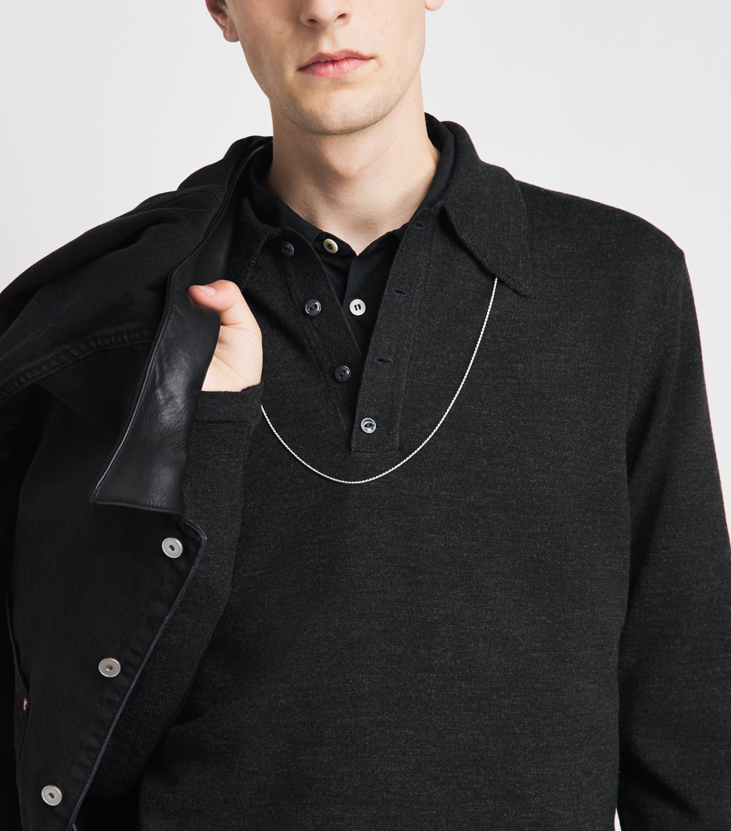 Lemaire Black Merino Wool Long-Sleeve Polo Shirt | Harrods ZA