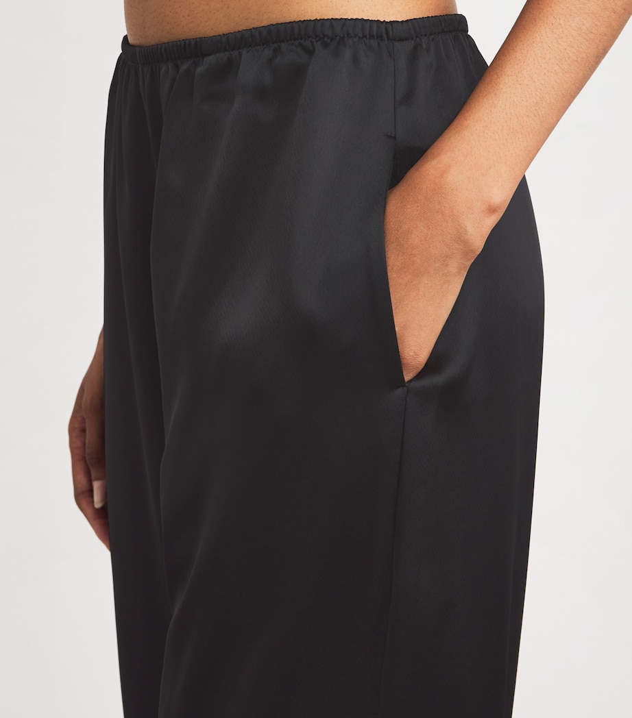 Satin Lace-Trim Barb Cropped Trousers BLACK Image 6