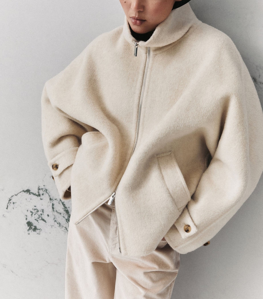 Marella Womens Wool-Alpaca Zip-Up Coat Turtledove Image 4