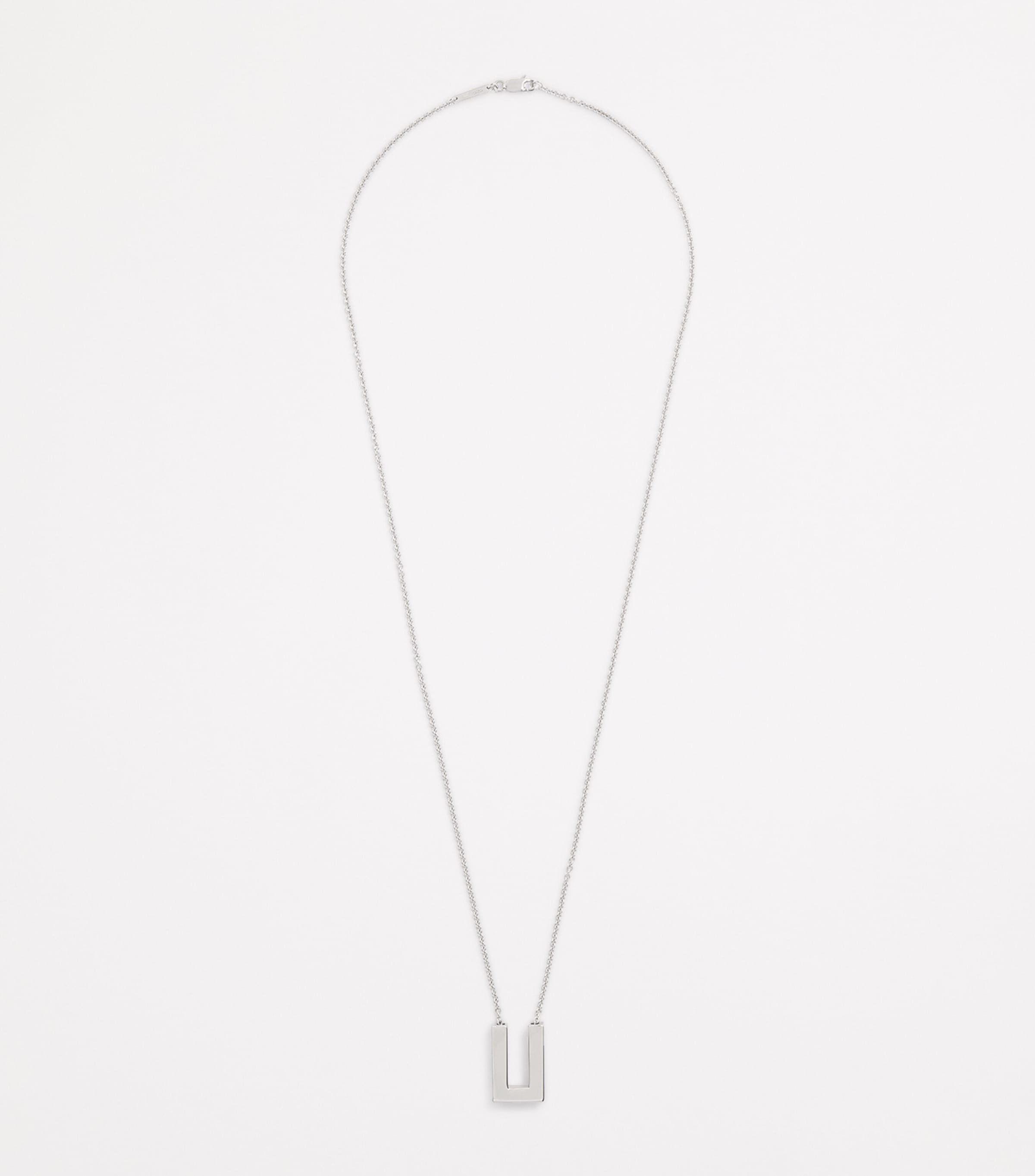 Rhodium-Plated Sterling Silver Square Pendent Necklace S925 Image 3