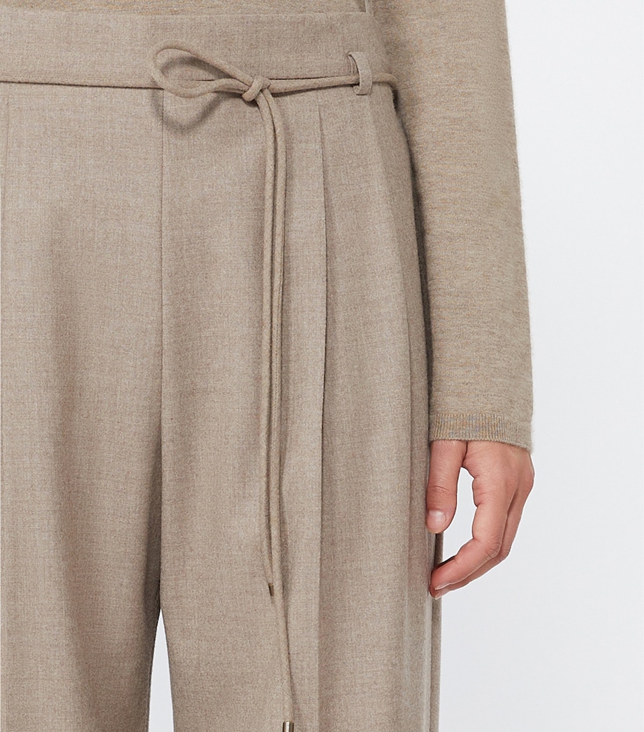 Max Mara Womens Stretch-Cashmere String-Belt Trousers Sand Image 5