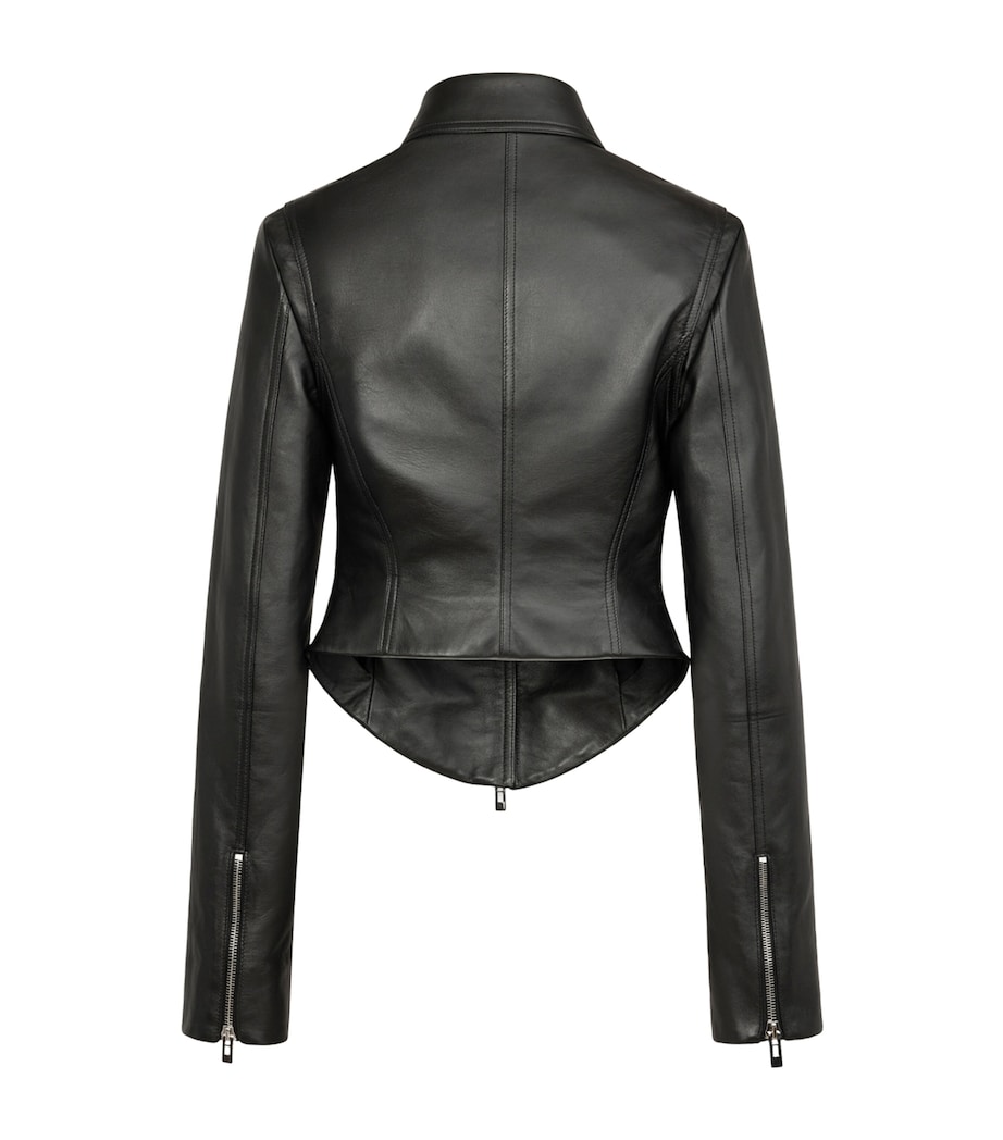 Alaïa Womens Lambskin Biker Jacket Black Image 2