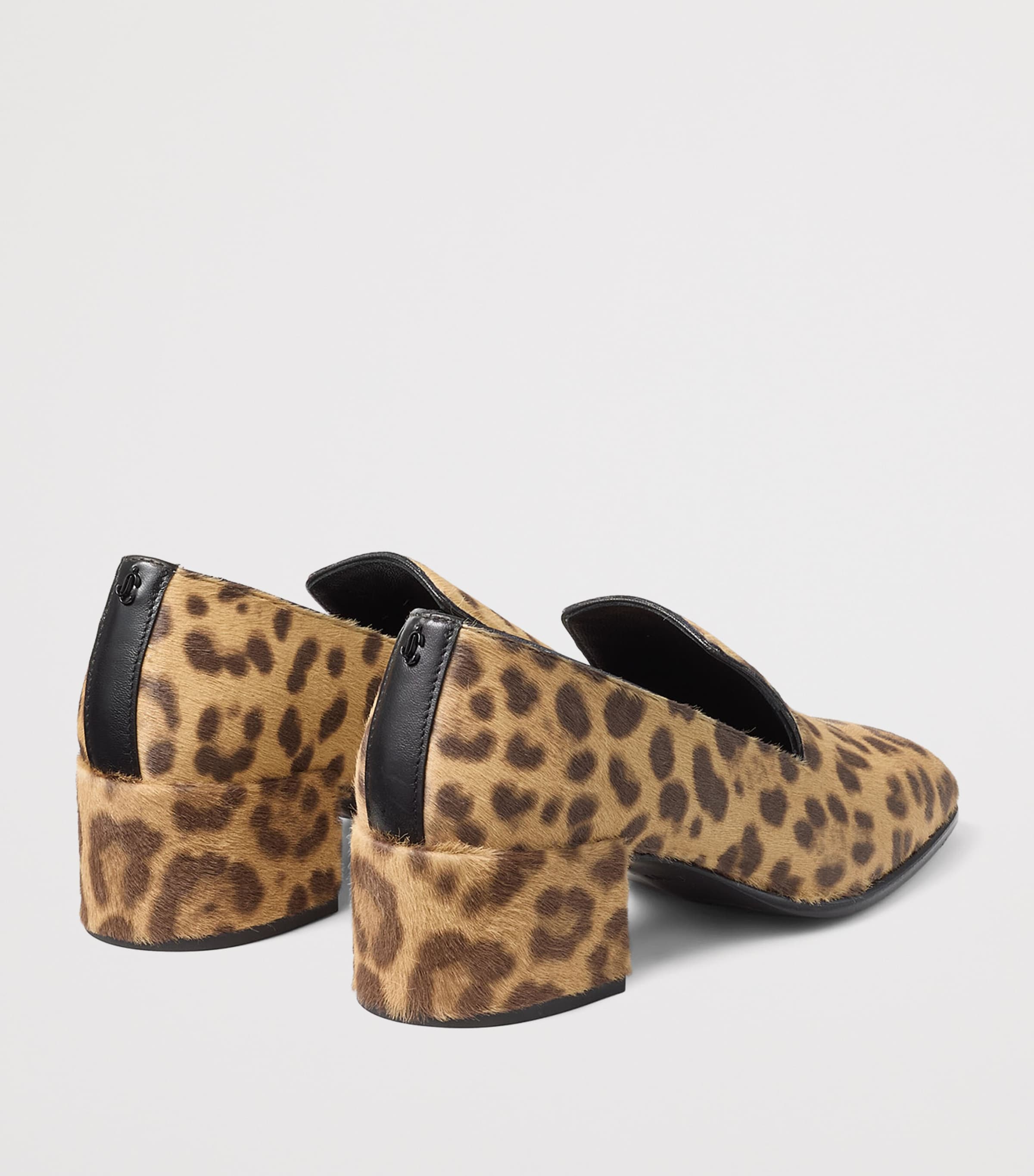 Eliot 45 Leopard Print Leather Heeled Loafers NATURAL Image 3