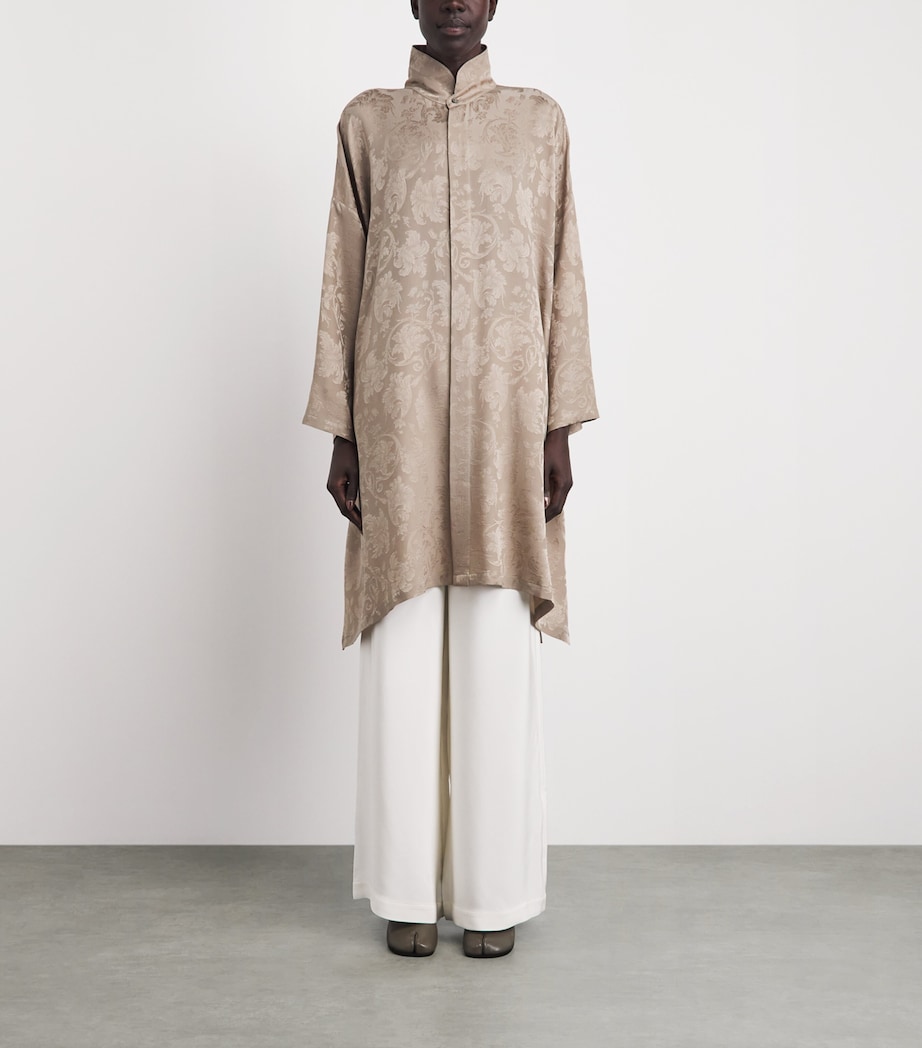 Eskandar Womens Silk Double-Stand Collar Shirt Stone Image 4