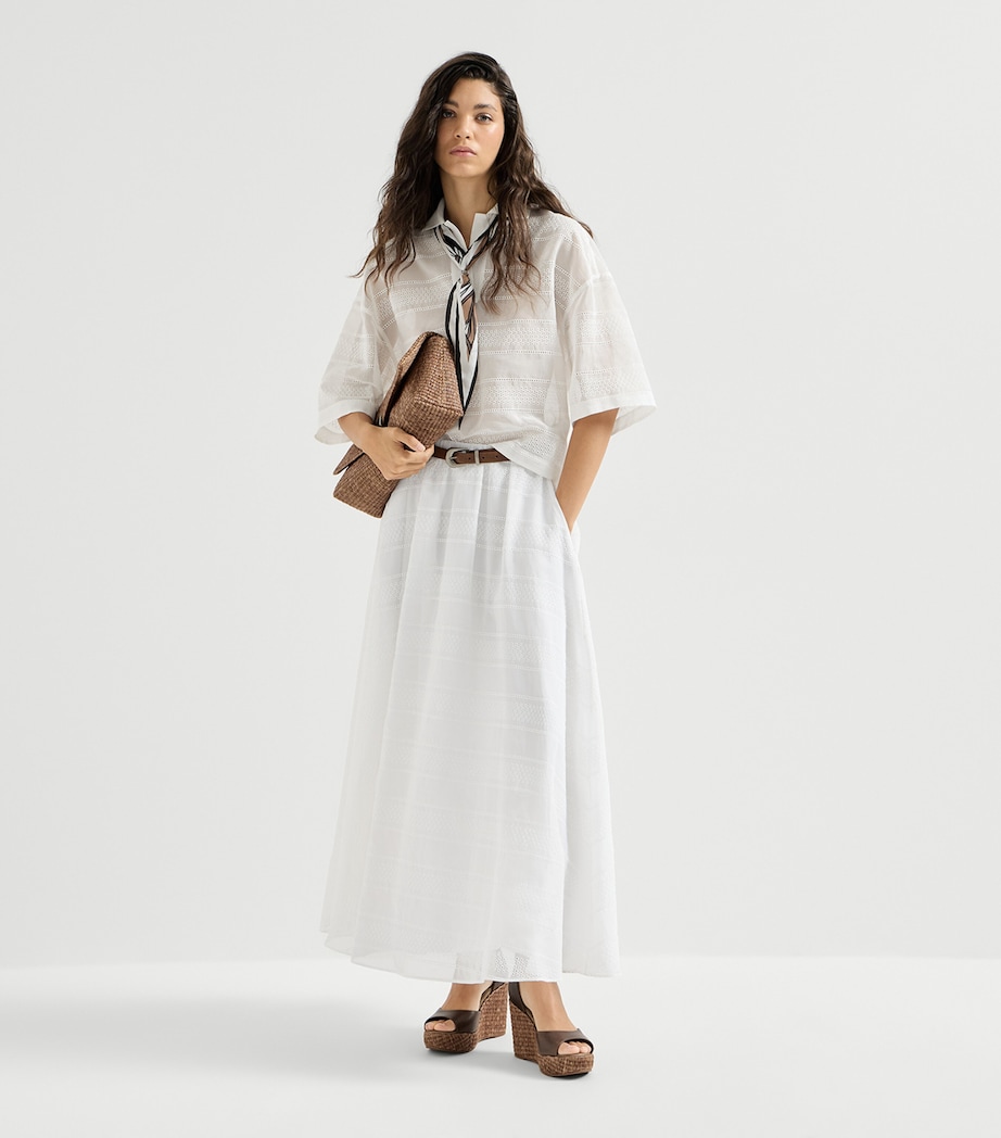 Brunello Cucinelli Womens Cotton Broderie Anglaise Top Image 2