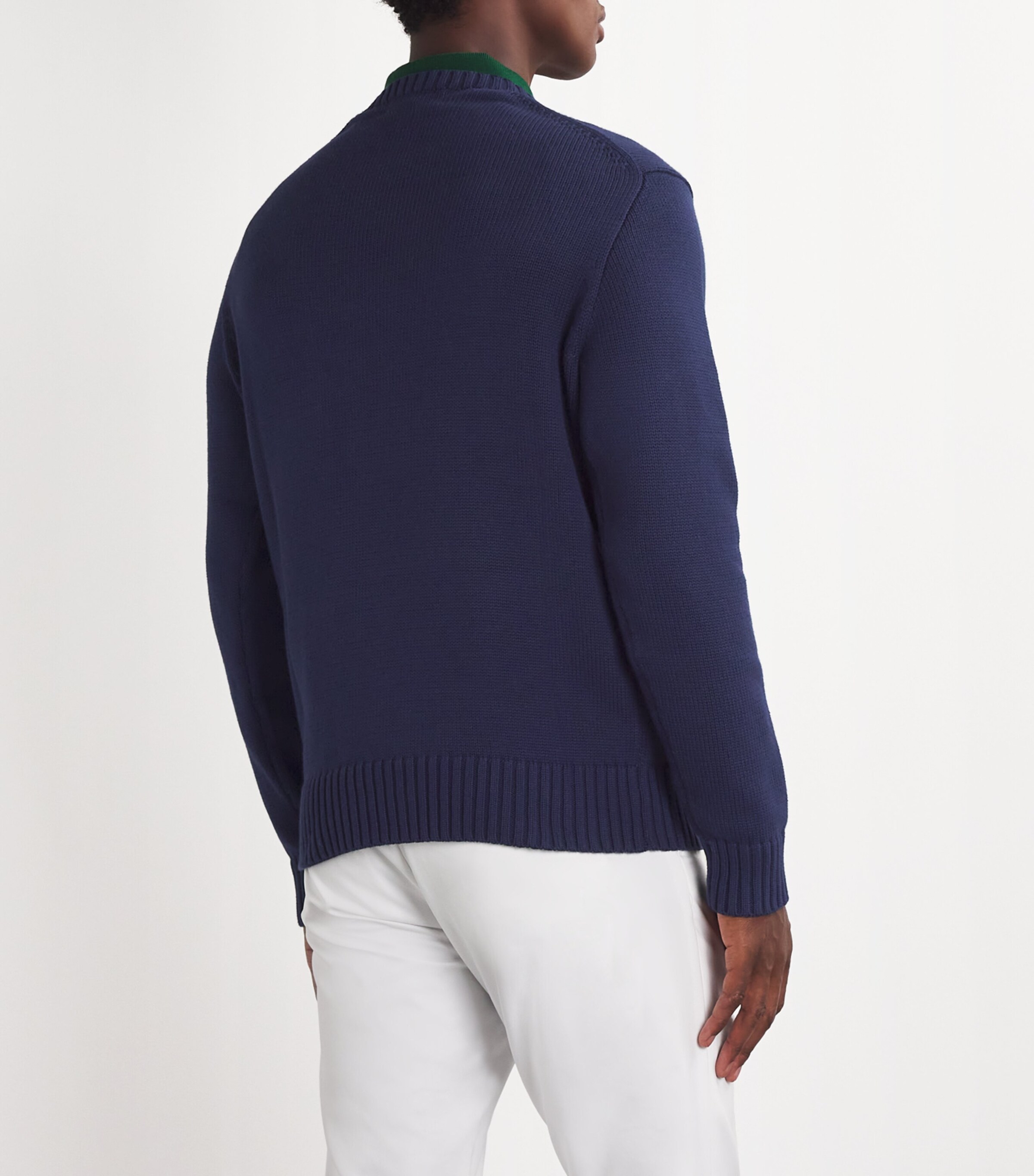 RLX Ralph Lauren Navy Cotton-COOLMAX Golf Bear Sweater | Harrods UK