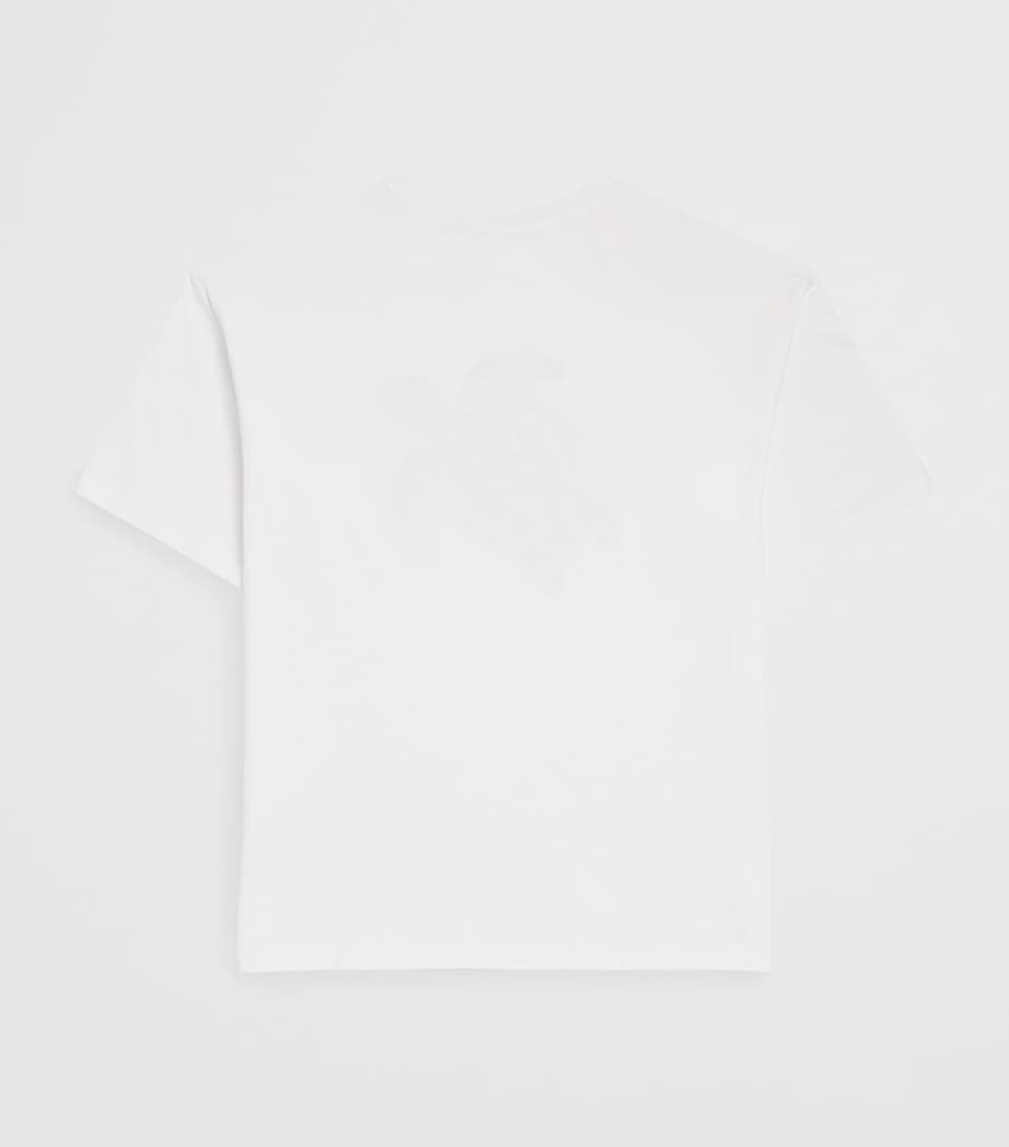 Cotton Oversized Turtle Logo T-Shirt (2-14 Years) 10BLANC Image 2