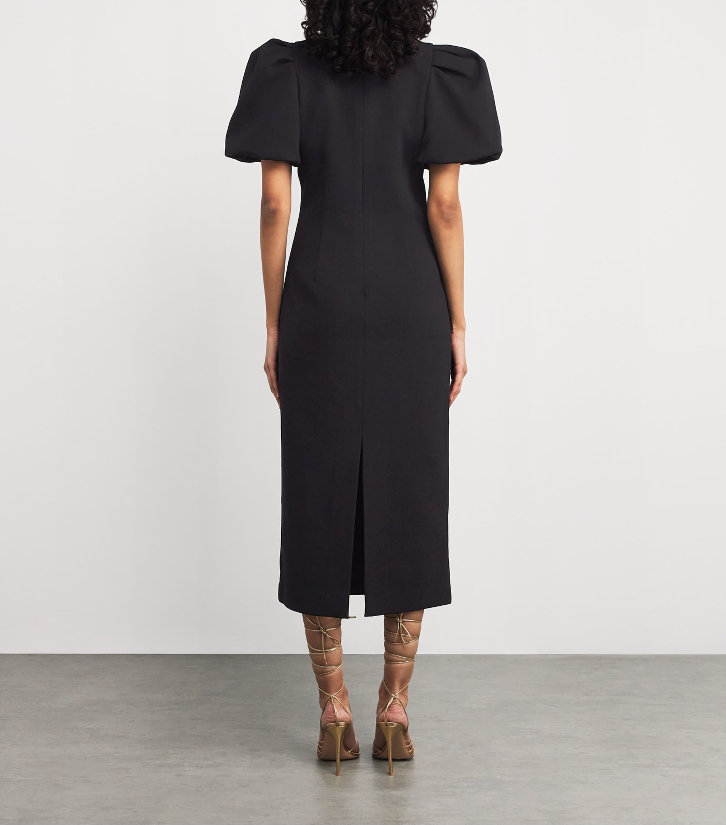 Rebecca Vallance Womens Appliqué Rosetta Midi Dress Black Image 3