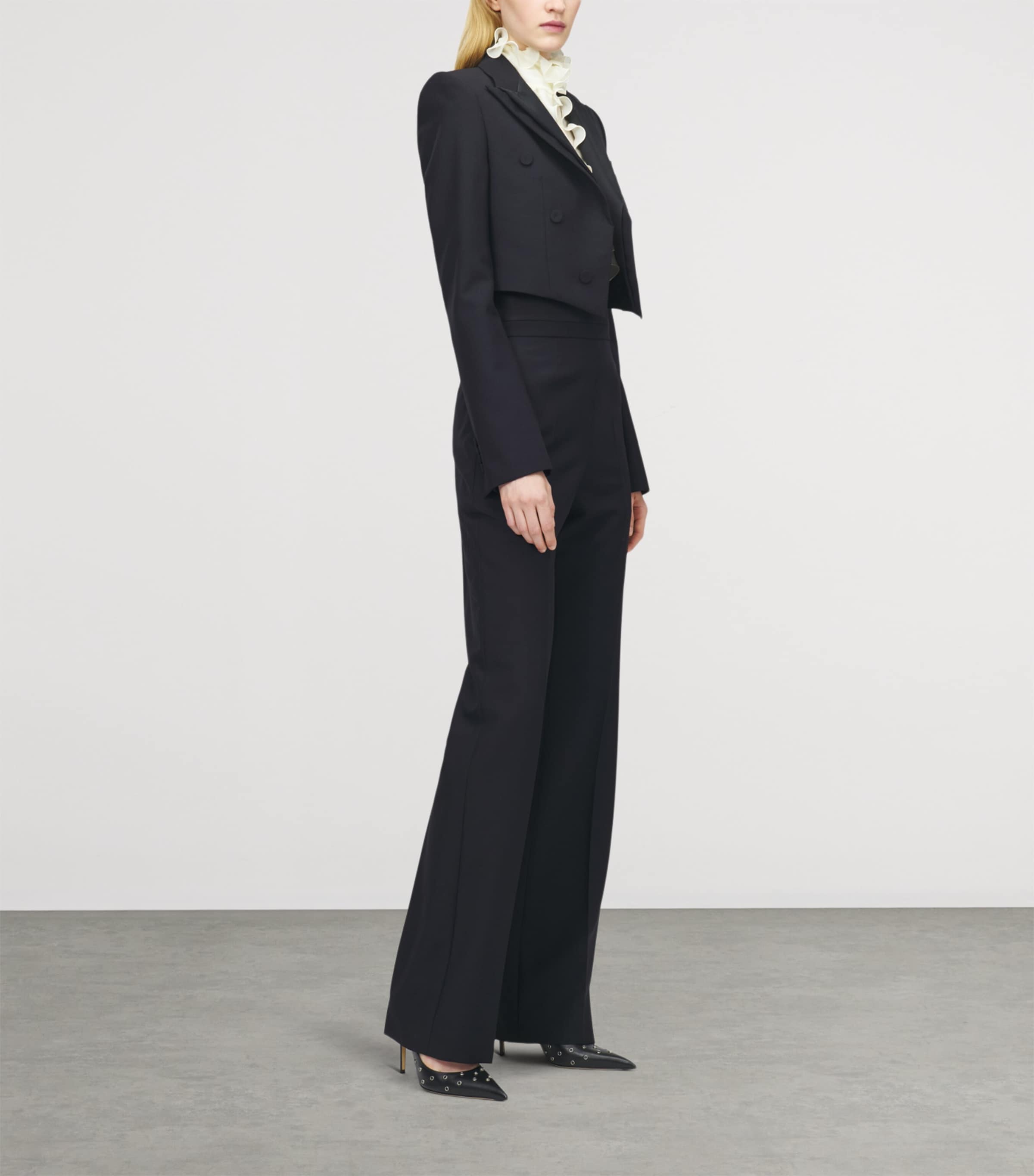 Wool Cropped Double Lapel Blazer 1000 Image 3