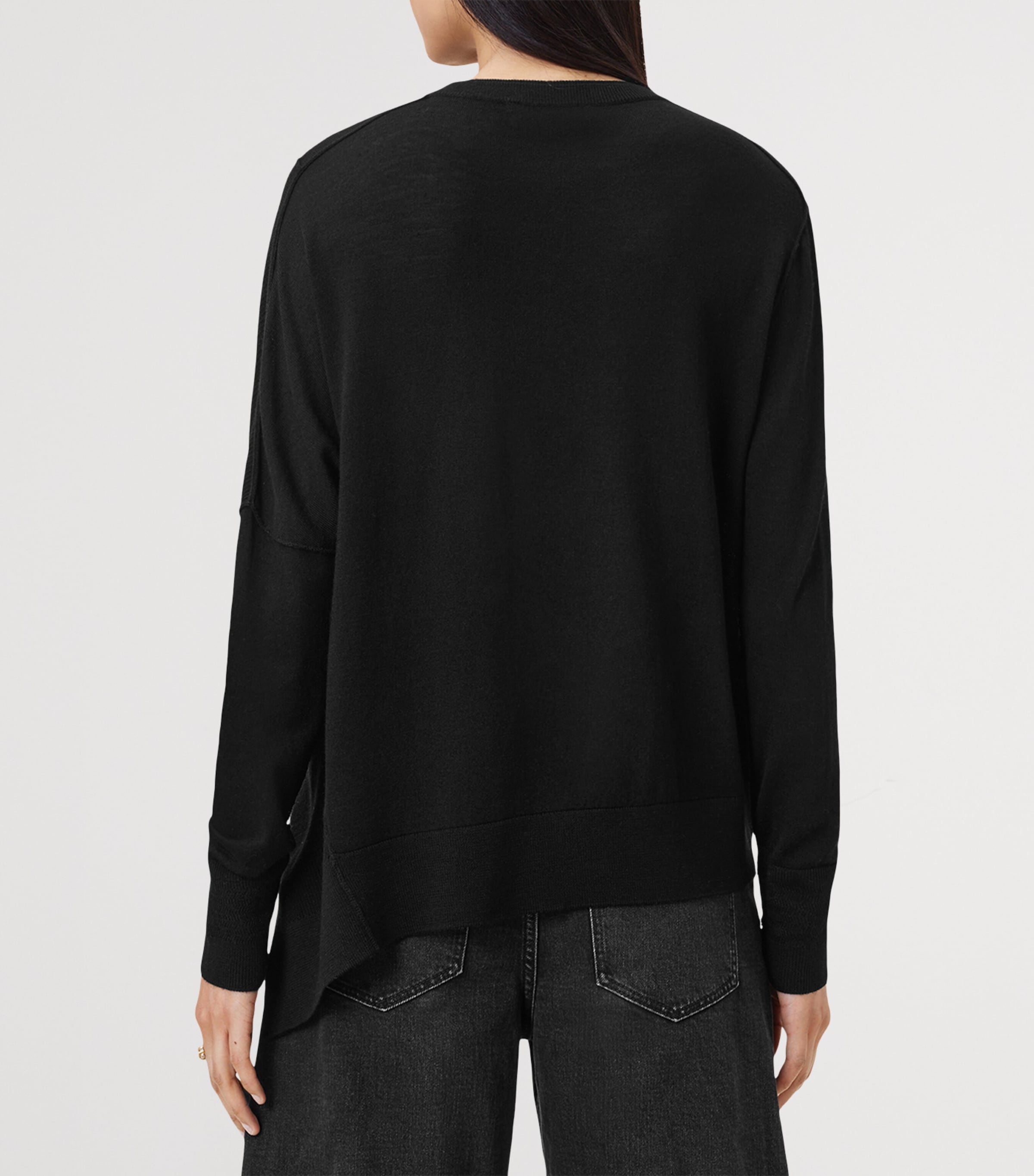 Wool Asymmetric Isla Sweater BLACK Image 5