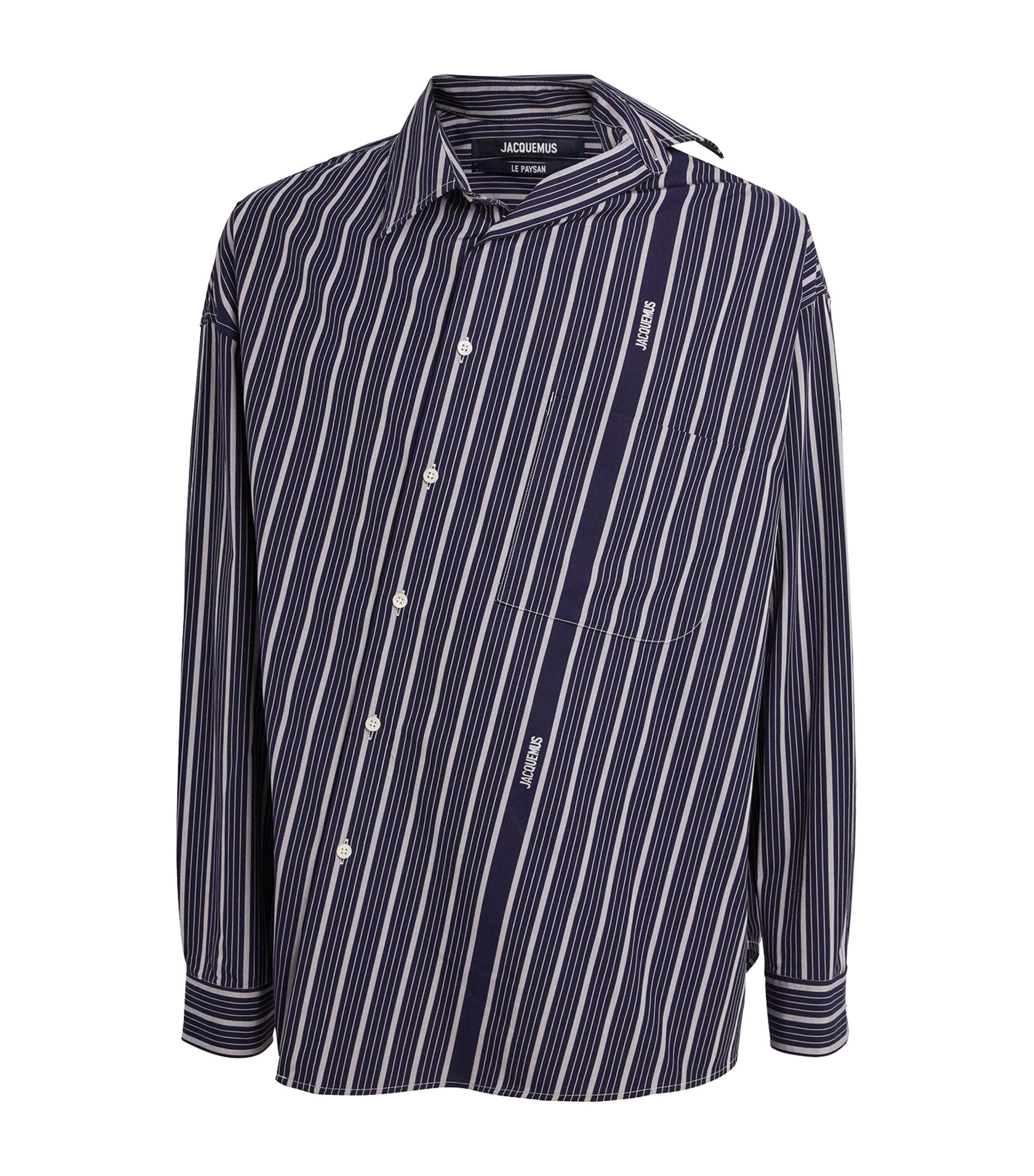 Jacquemus La Chemise Cuadro Asymmetric Button-up Shirt In Blue