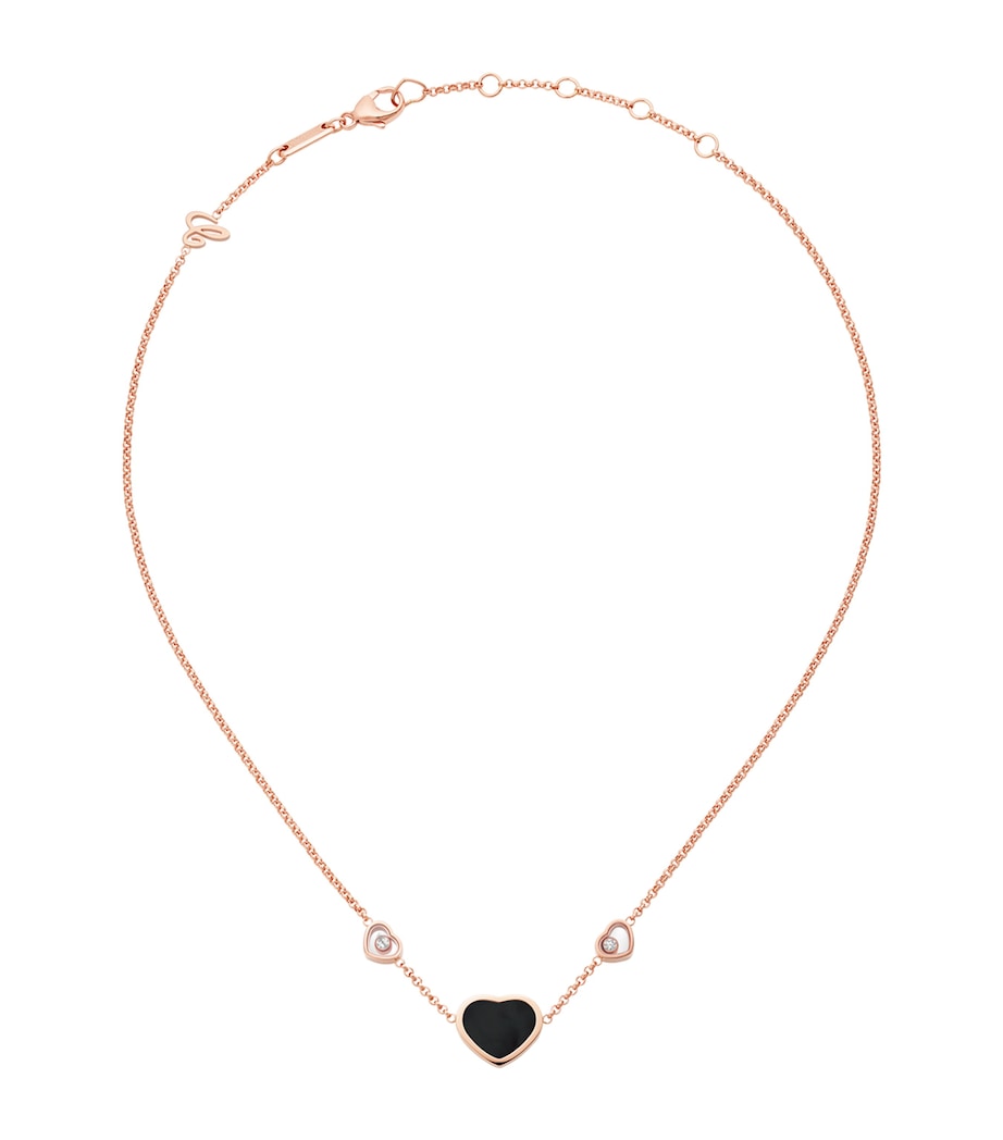 Rose Gold, Diamond and Onyx Happy Hearts Pendant 18K ROSE GOLD Image 2