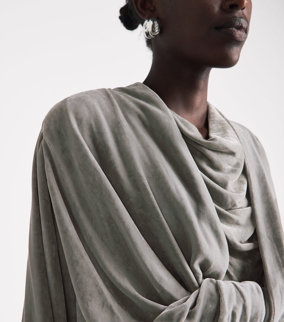Rick Owens Womens Velvet Twist Tee Pearl Image 3