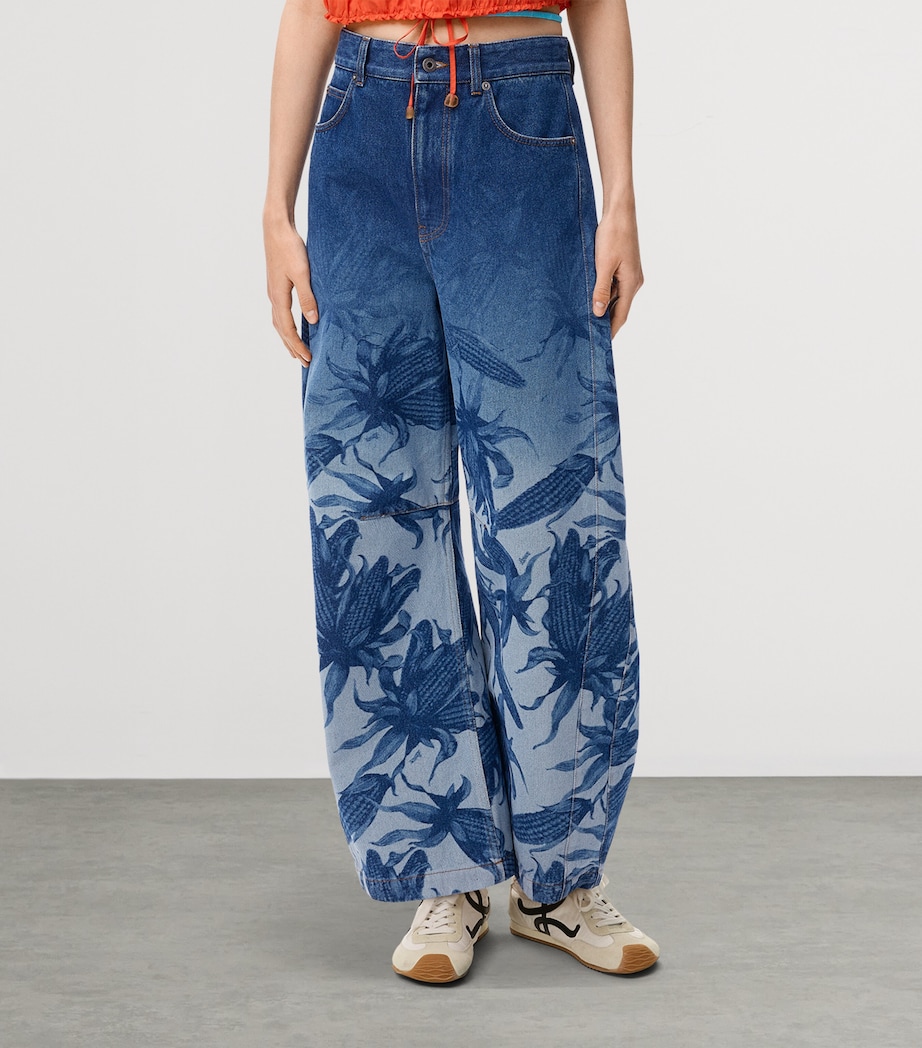 LOEWE Womens x Paula’s Ibiza Anagram Barrel Jeans Denim Blue Image 3