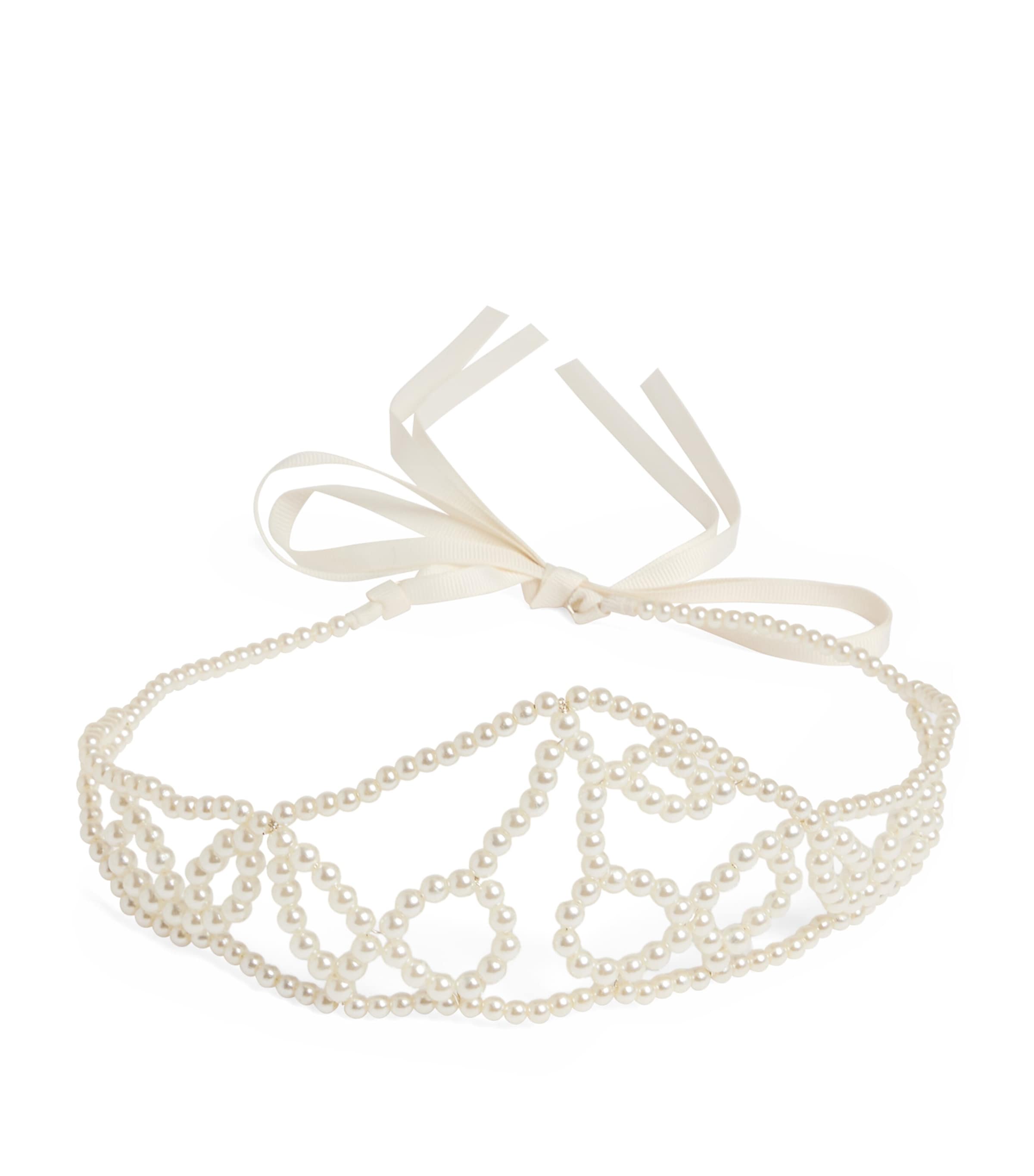 Bonpoint Jumelle Pearl-crown Headband In Neutral