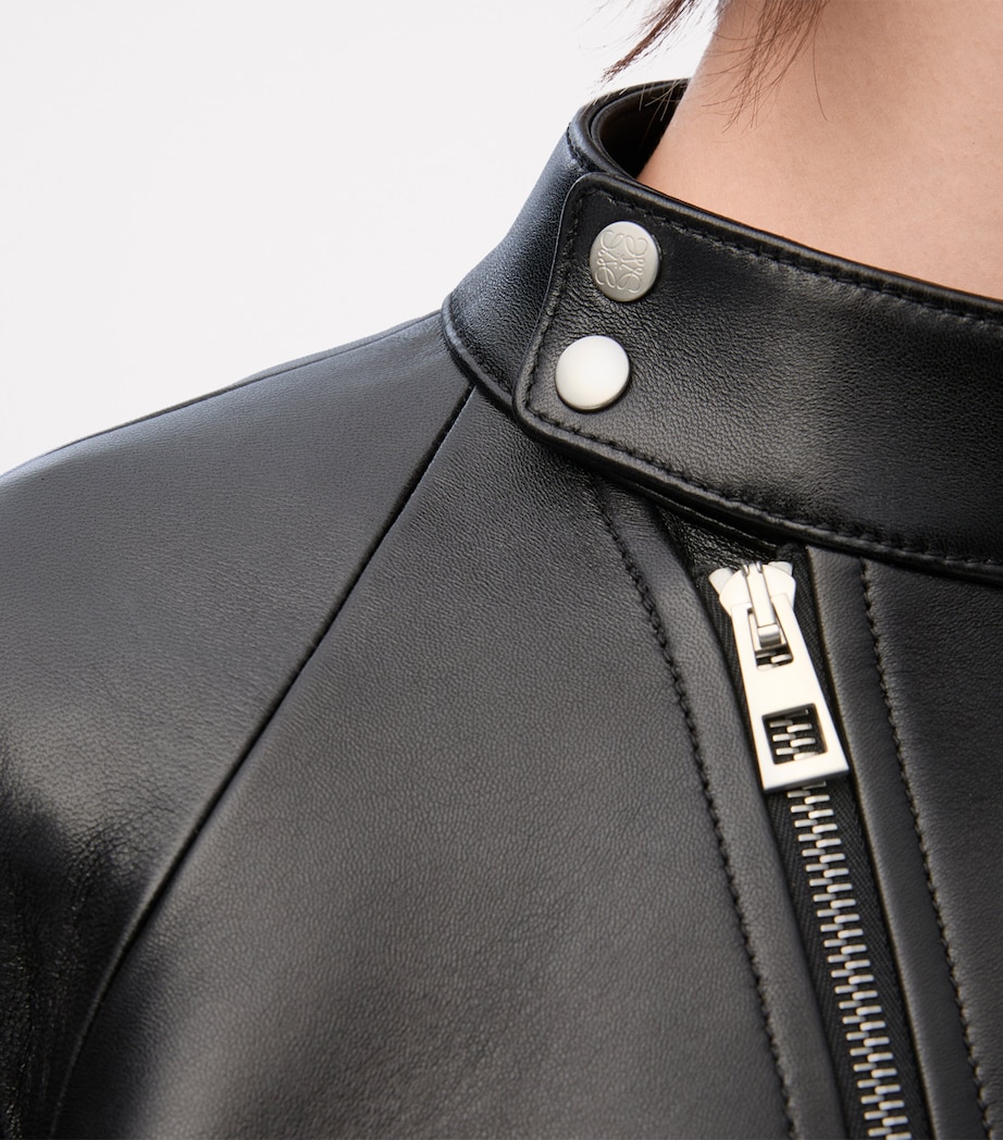 LOEWE Womens Leather Trapeze Jacket Black Image 6