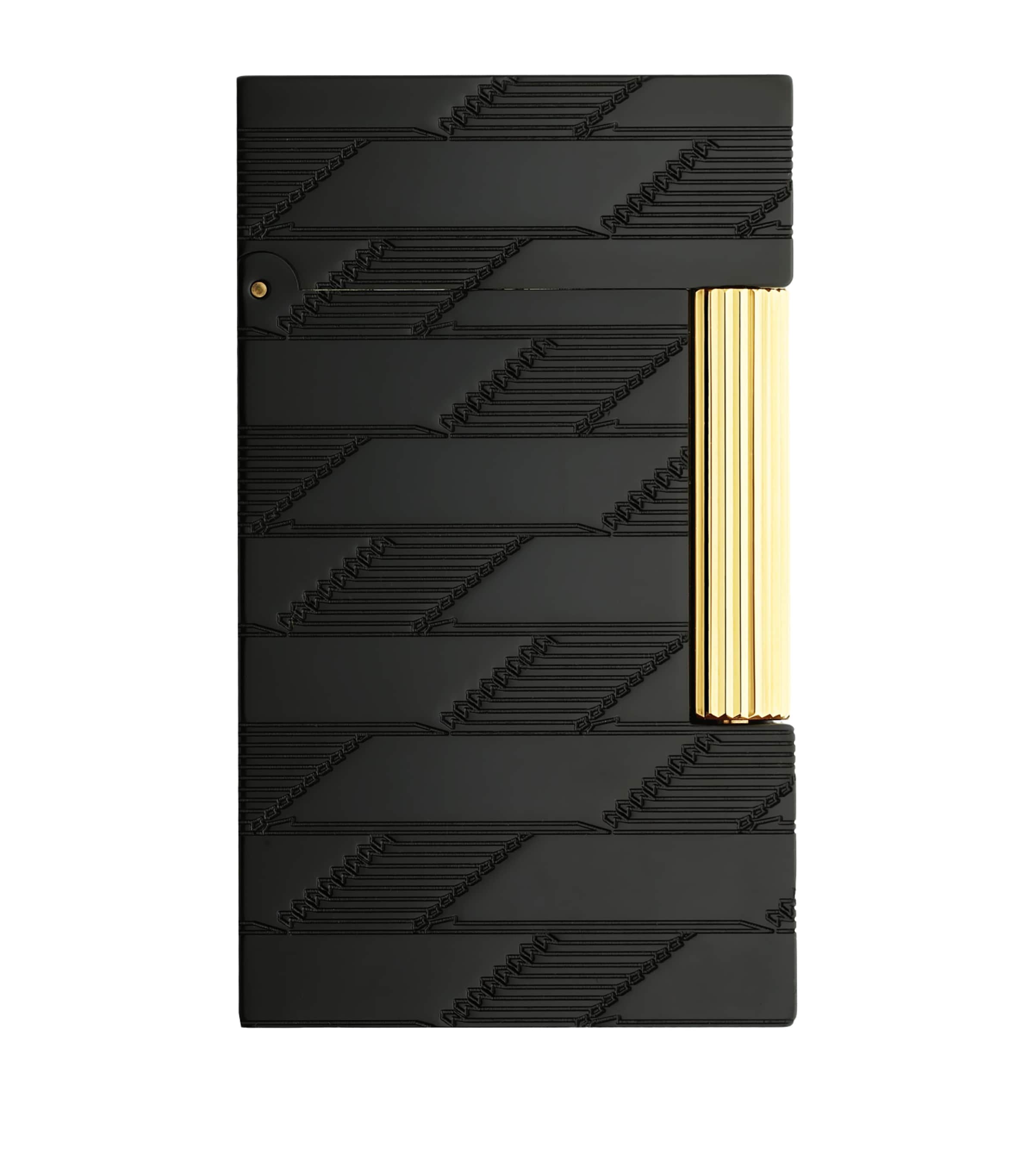 St Dupont S. T. Dupont Monogram 1872 Guilloche Ligne 2 Lighter In Black