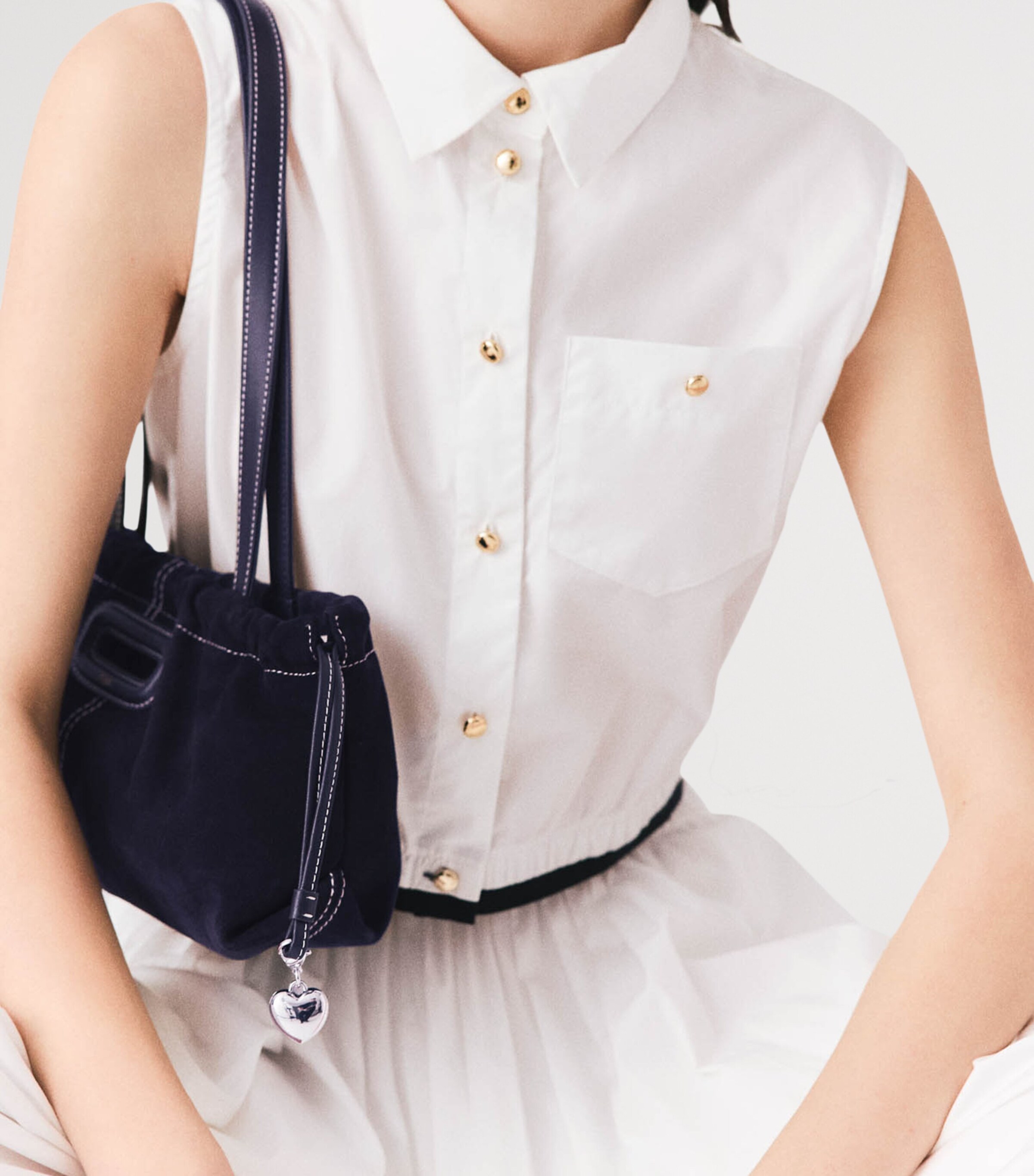 Maje Womens Cotton Sleeveless Shirt White Image 7