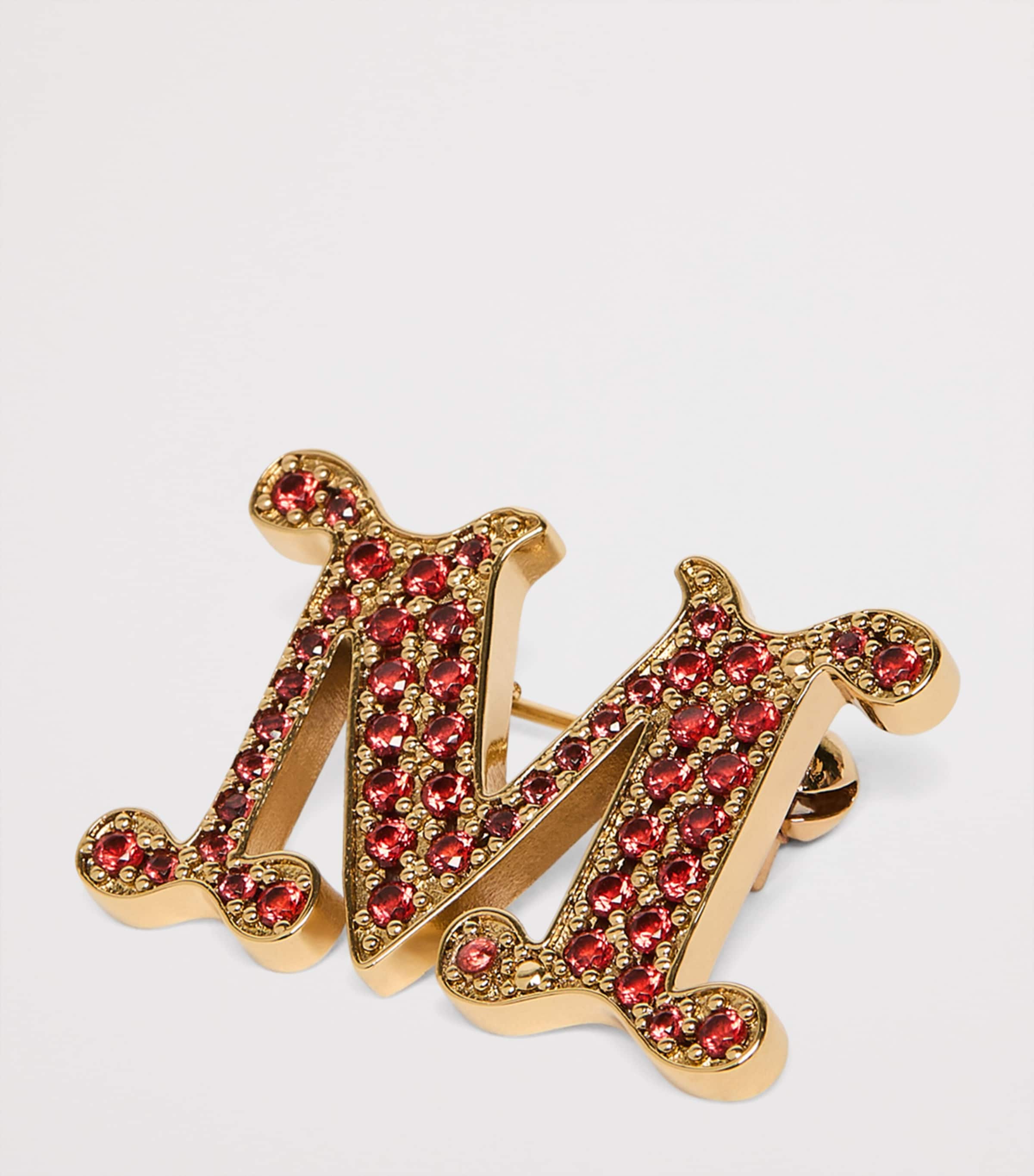Embellished Monogram Brooch RED Image 2