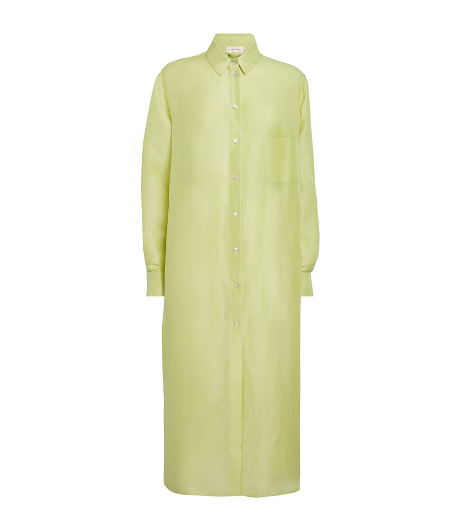 Silk-Linen Phoebe Midi Shirt Dress CELERY Image 1
