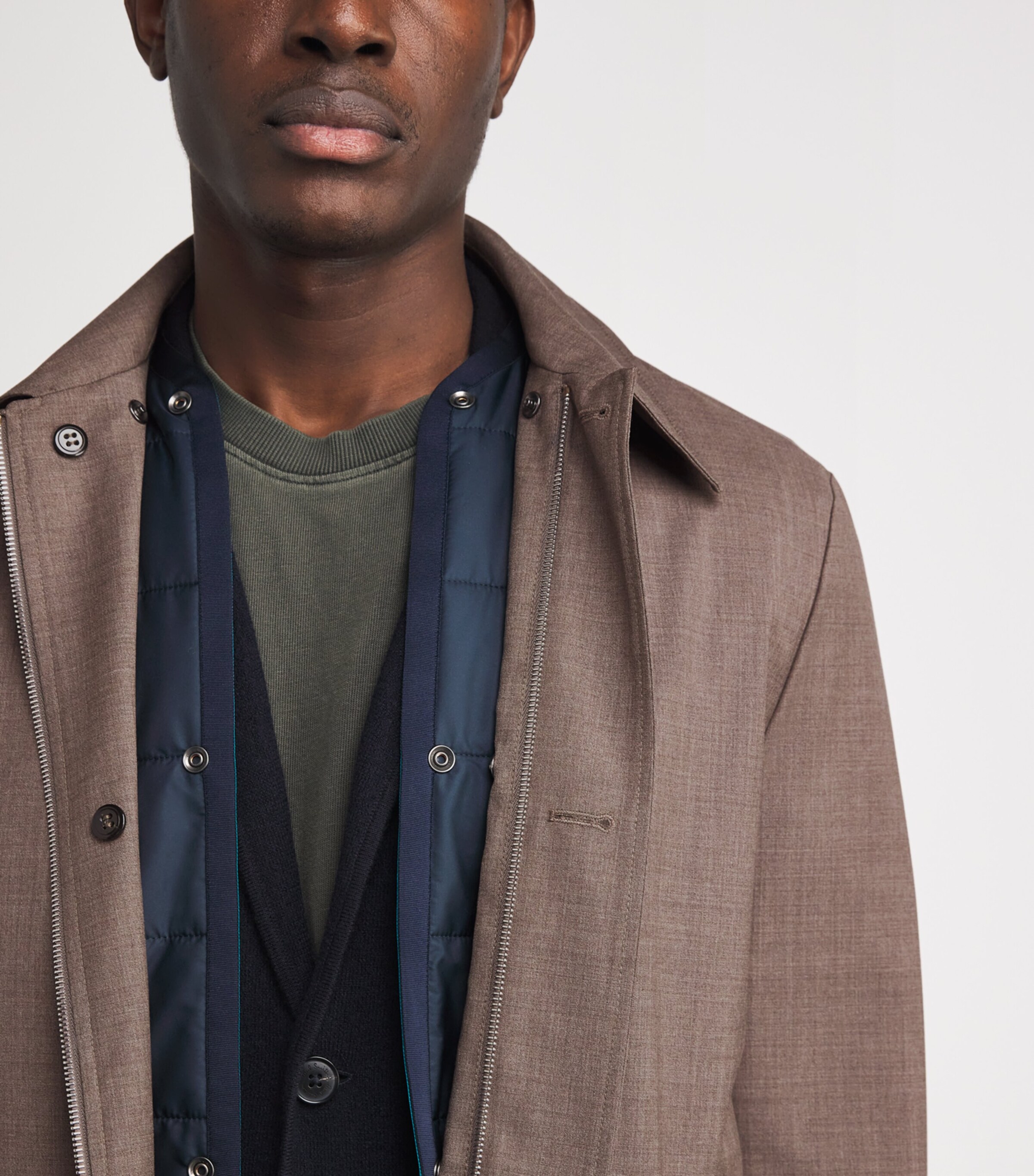 Wool Gilet-Lined Mac Coat BROWN-65 Image 7