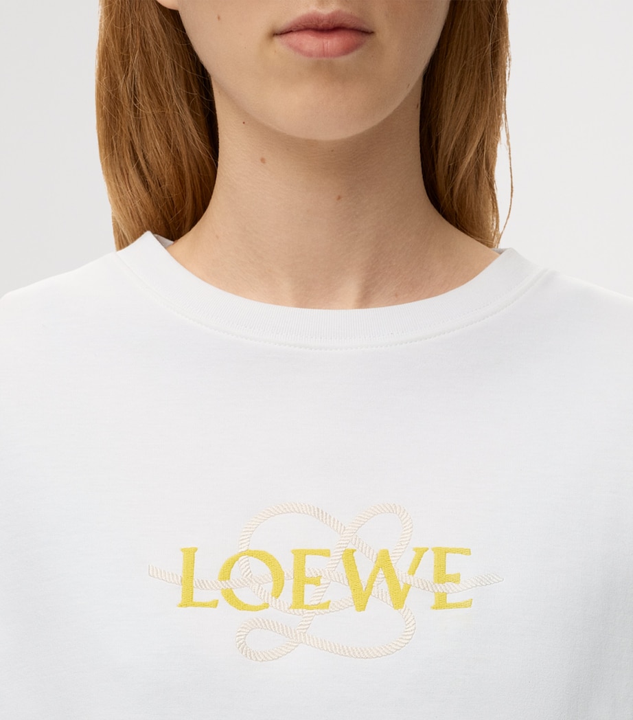 LOEWE Womens Embroidered Logo T-Shirt White Image 5