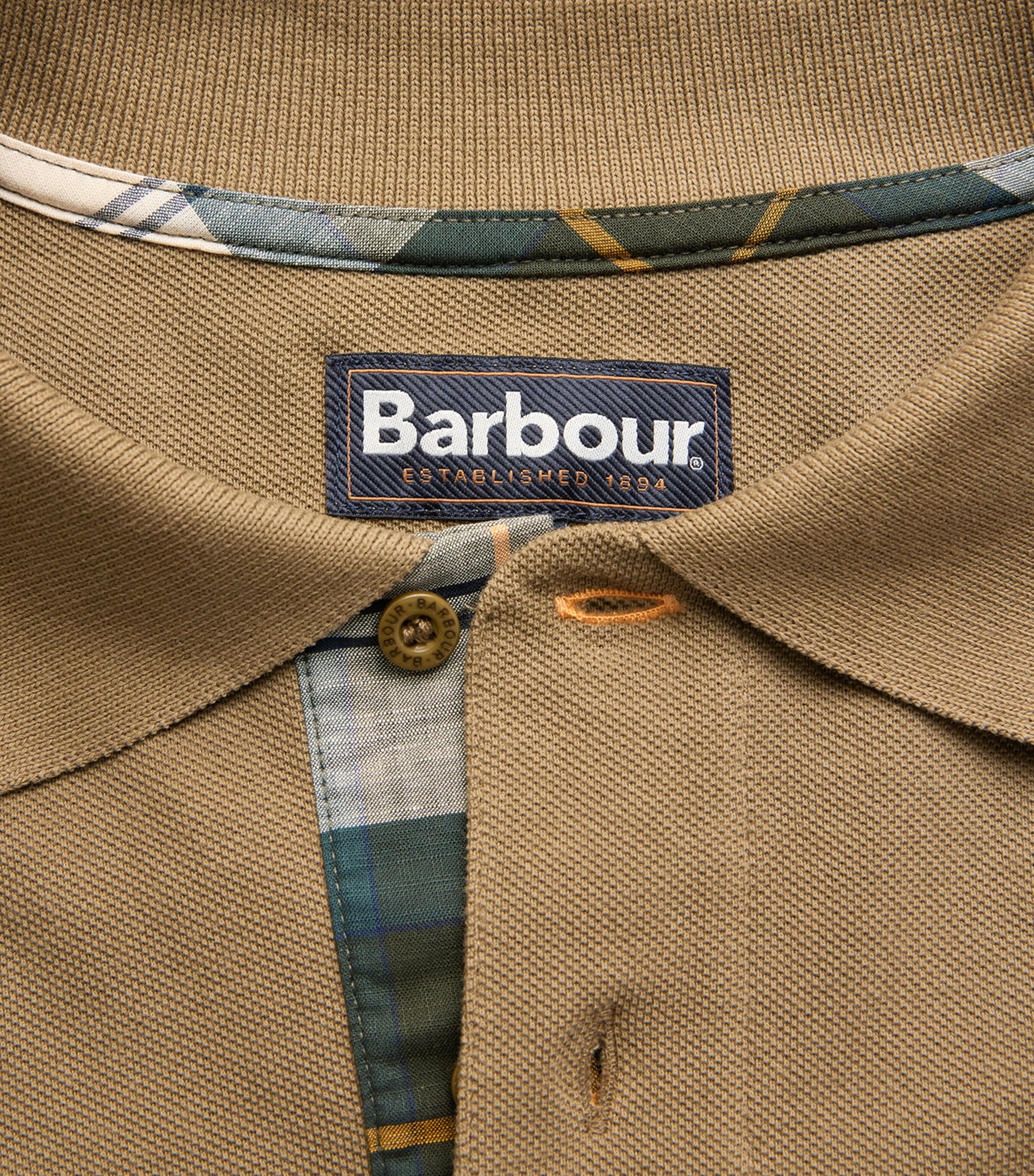 Barbour Mens Cotton Piqué Polo Shirt Clay Image 6