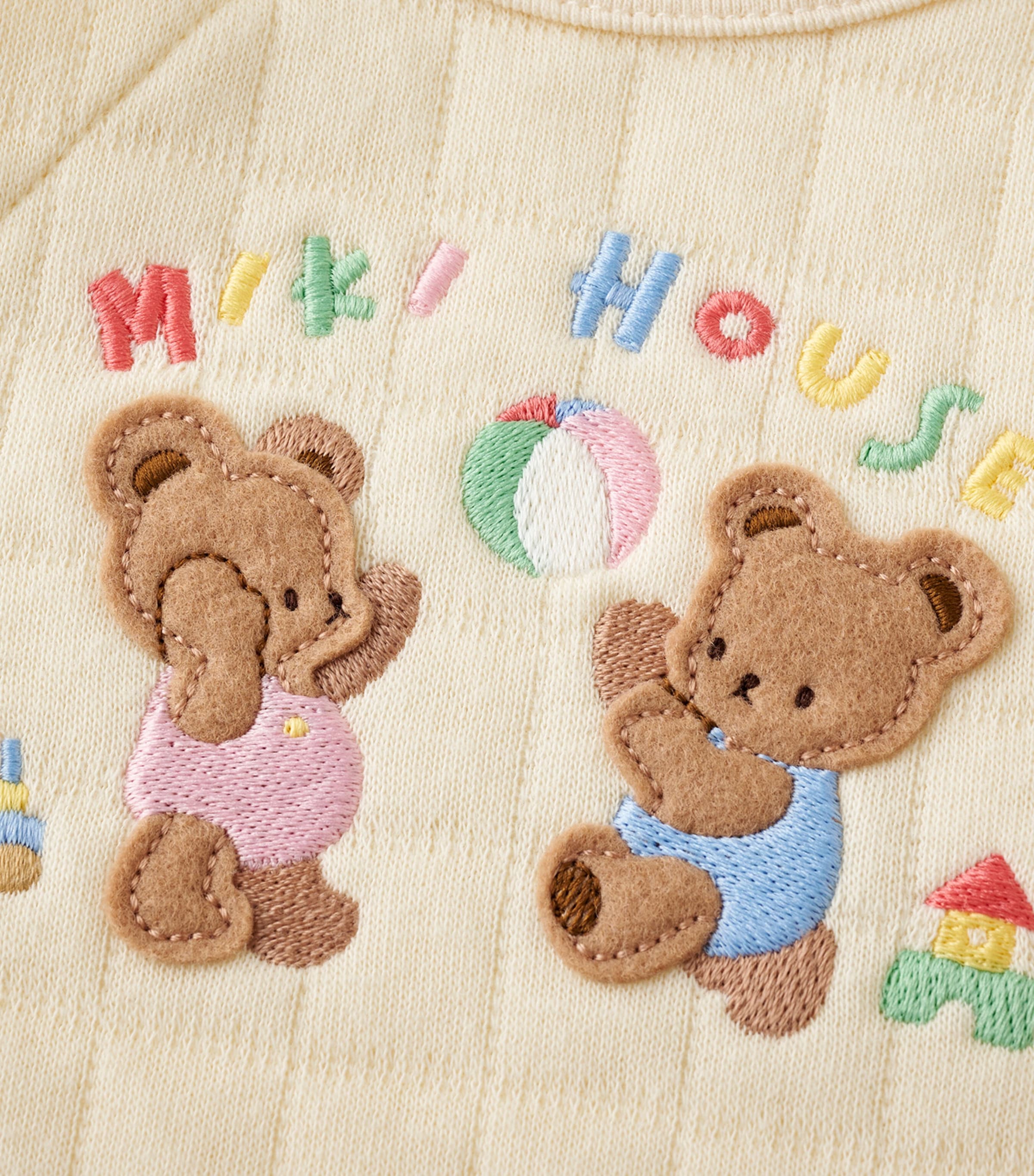 Miki House Bear Embroidered Playsuit (1 Month) Image 6