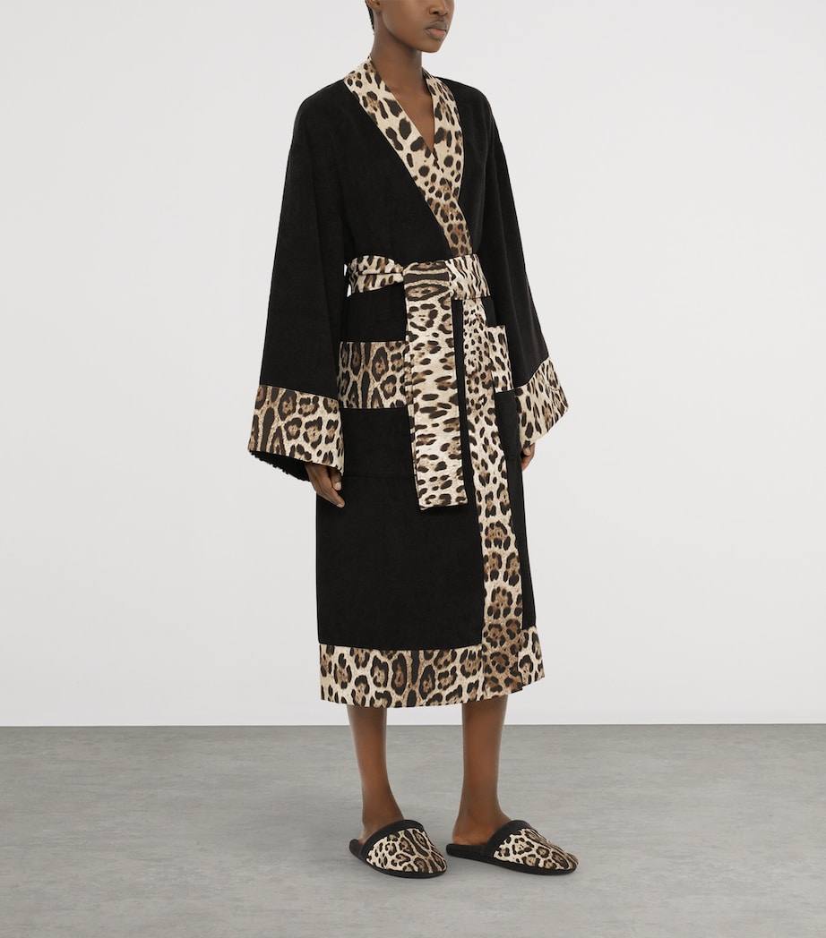 Terry Cotton Leopard Print Robe UL002 NERO LEOPARDO Image 6