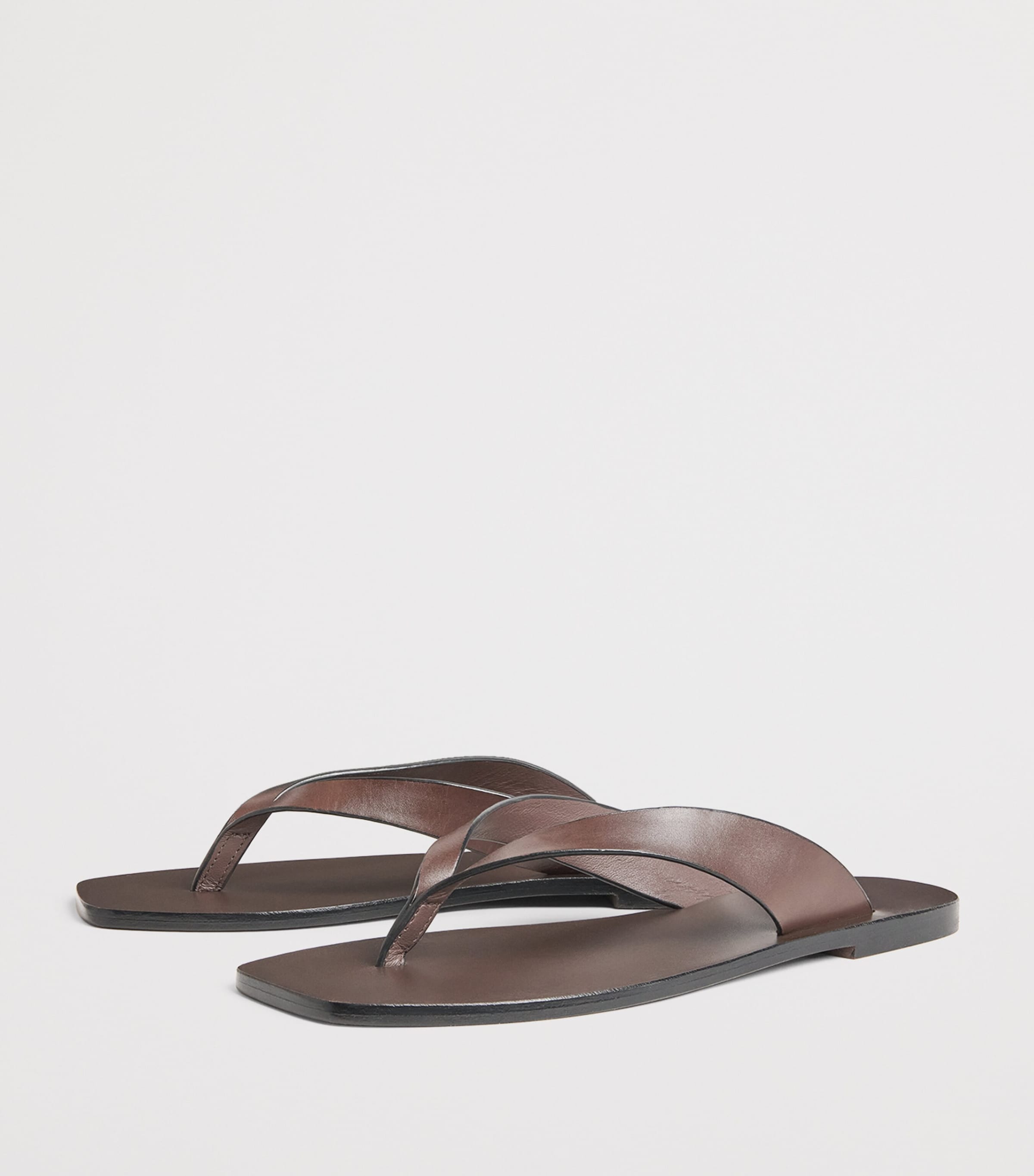 A.EMERY Leather Kinto Flip Flops Walnut Image 3