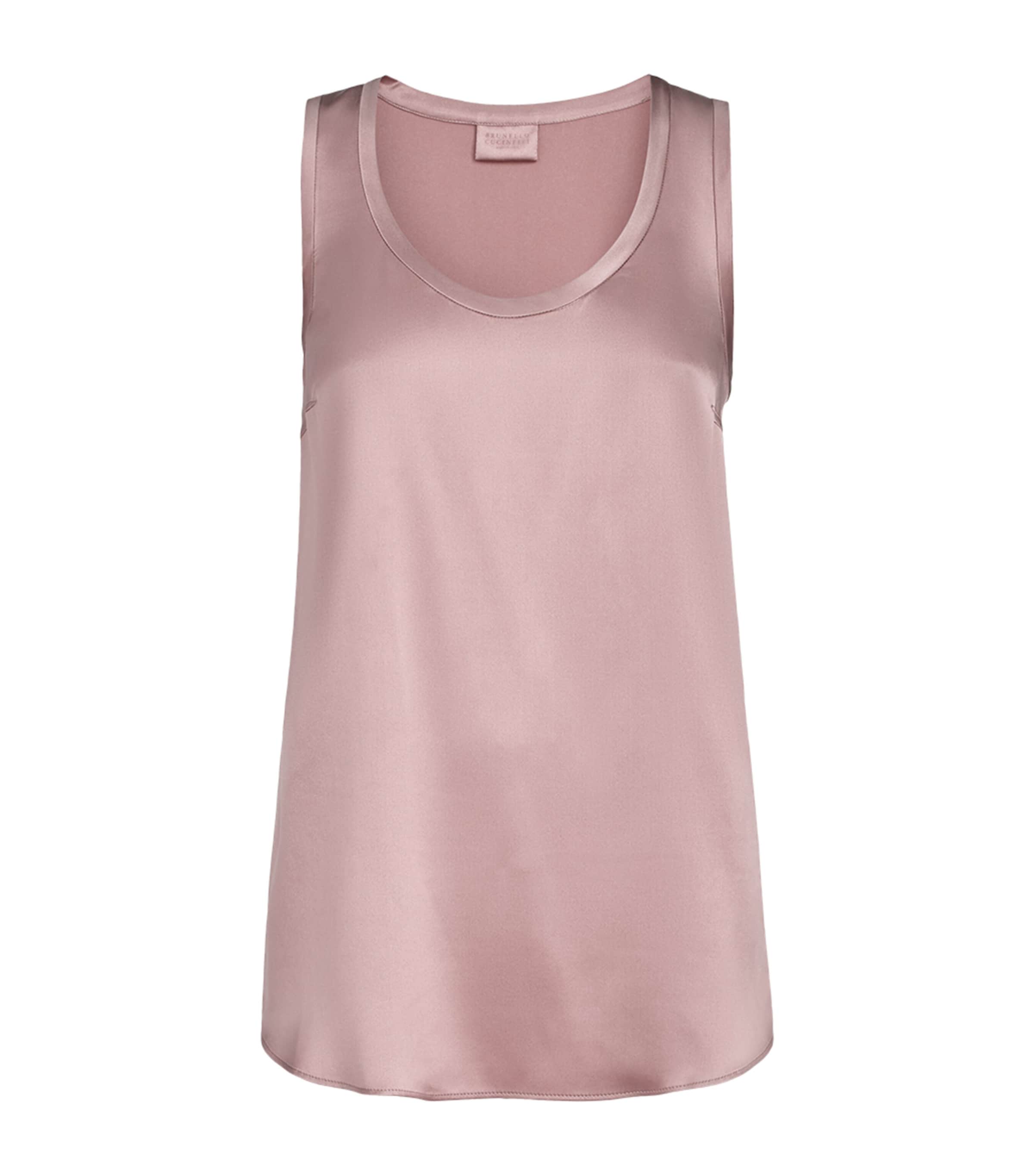 Brunello Cucinelli Womens Stretch-Silk Sleeveless Top Image 1
