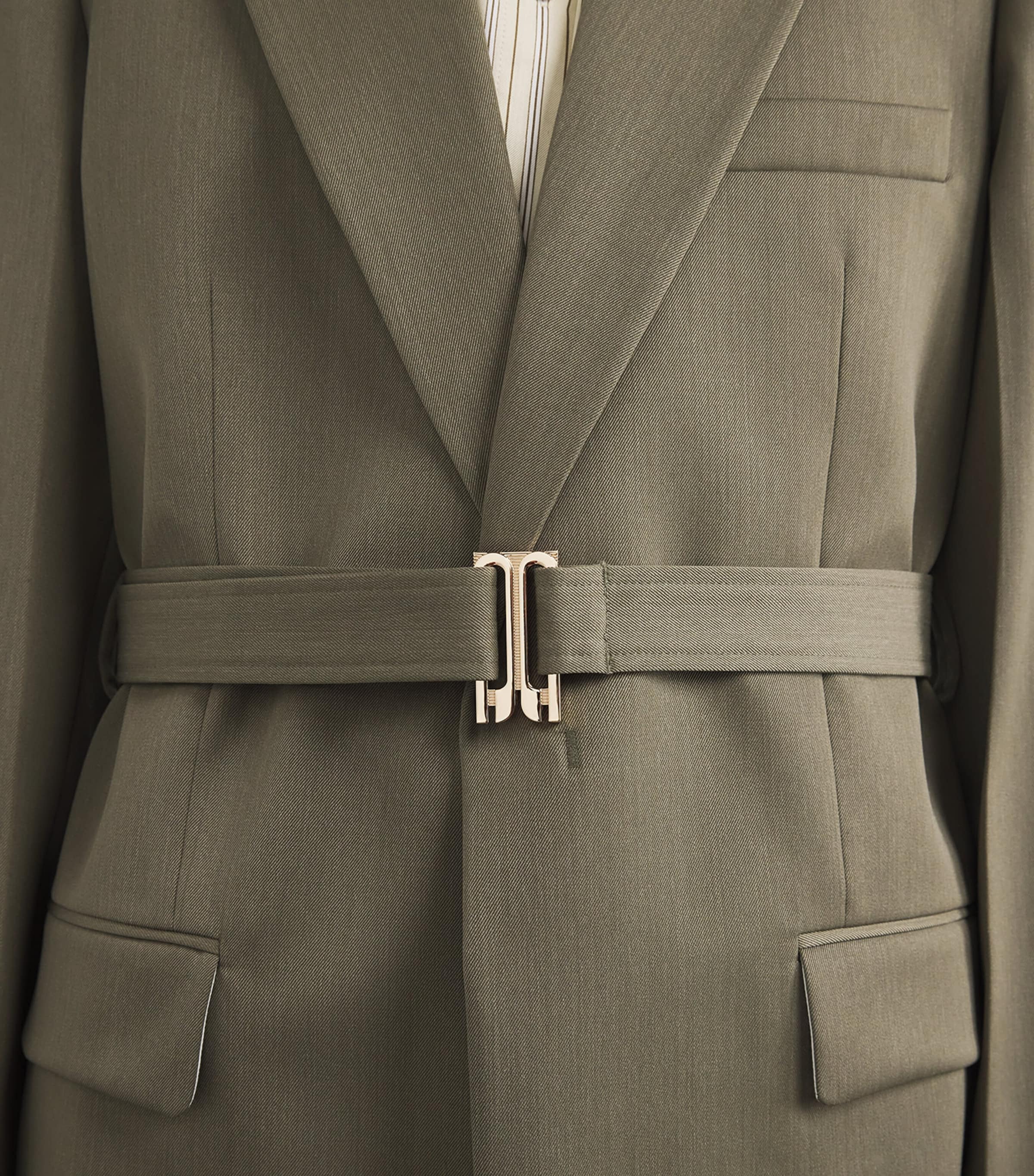 Melange Wool Belted Blazer 9639 SAGE MELANGE Image 6