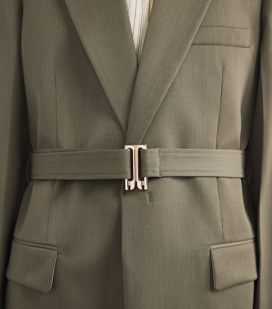 Melange Wool Belted Blazer 9639 SAGE MELANGE Image 6