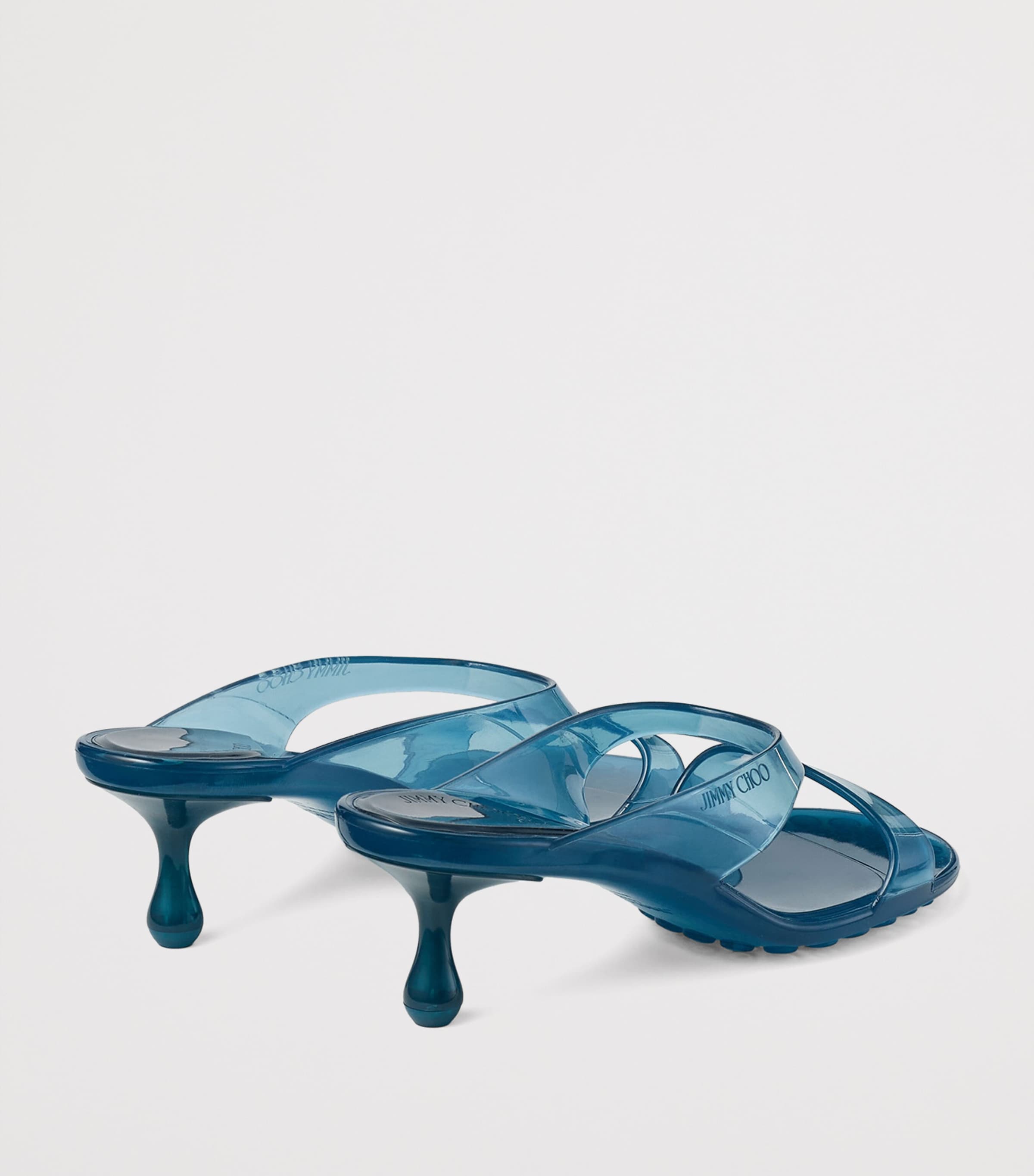 Jimmy Choo Jelly Drop 50 Glitter Heeled Mules Light Lagoon Image 3