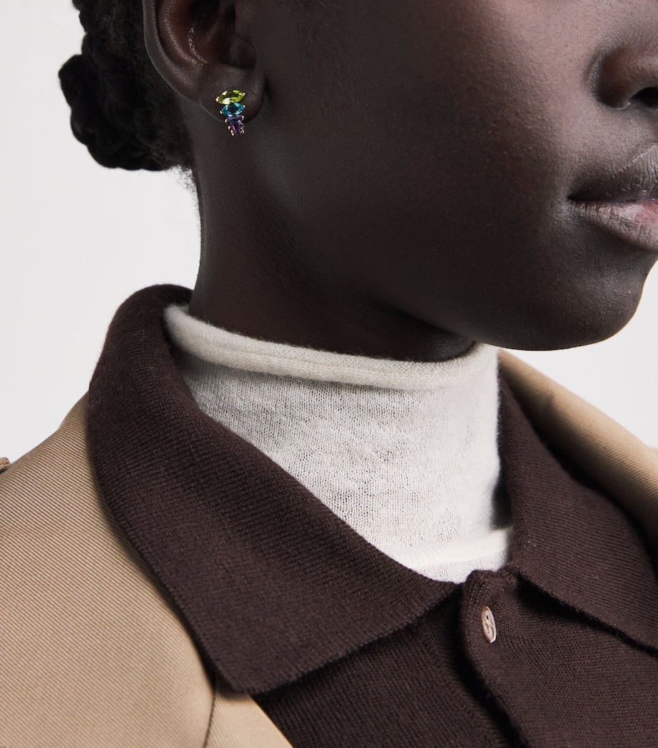 Yellow Gold, Peridot, Topaz and Amethyst Arashi Huggie Hoops YELLOW GOLD Image 2