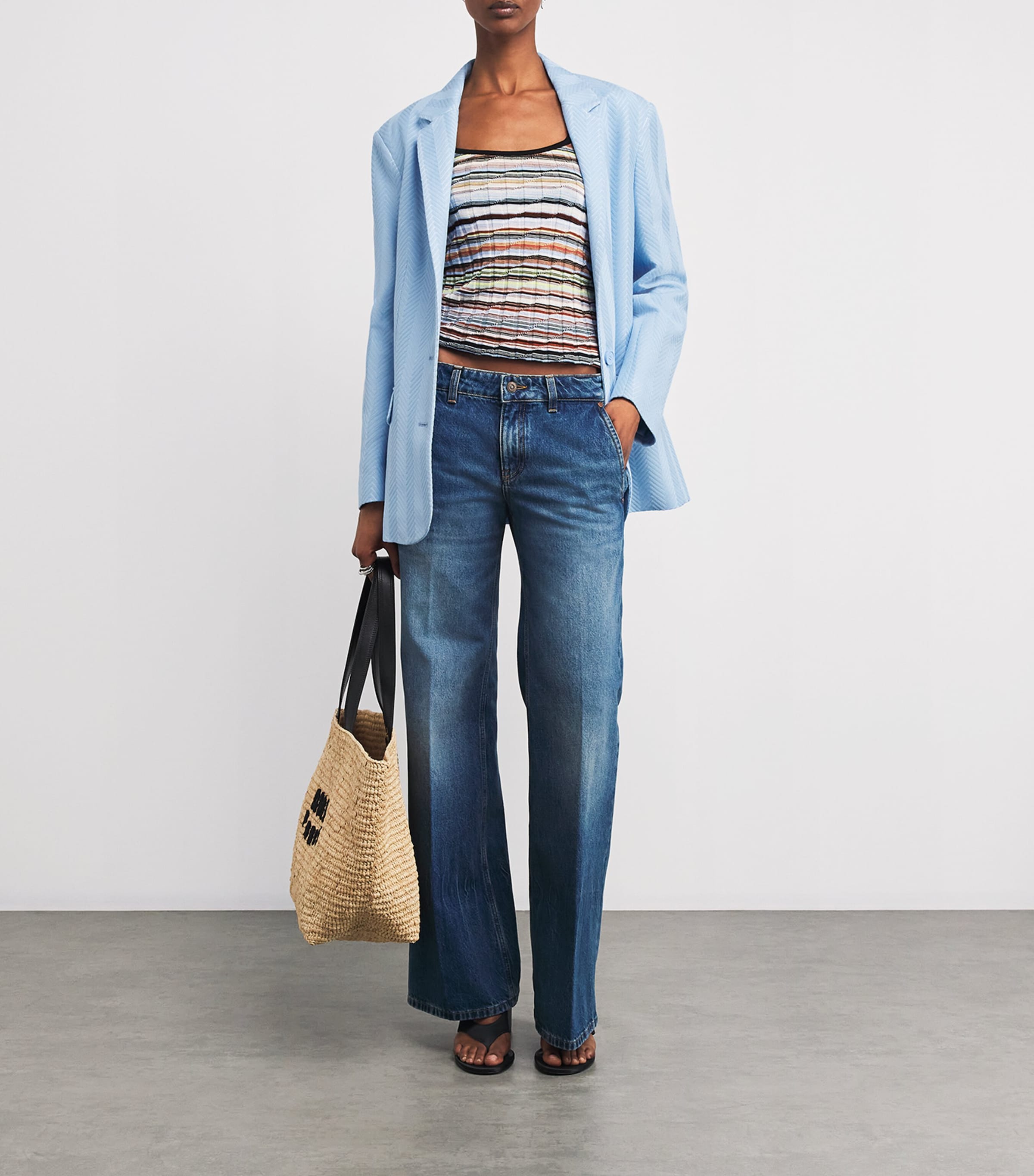 Missoni Womens Cotton-Blend Zigzag Blazer Open Air Image 2