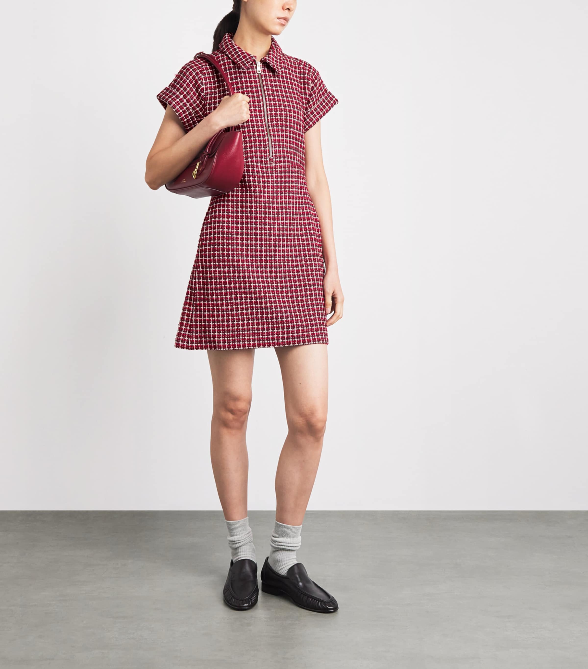 ME+EM Womens Fit-and-Flare Jacquard Mini Dress Pomegranate Red Image 2