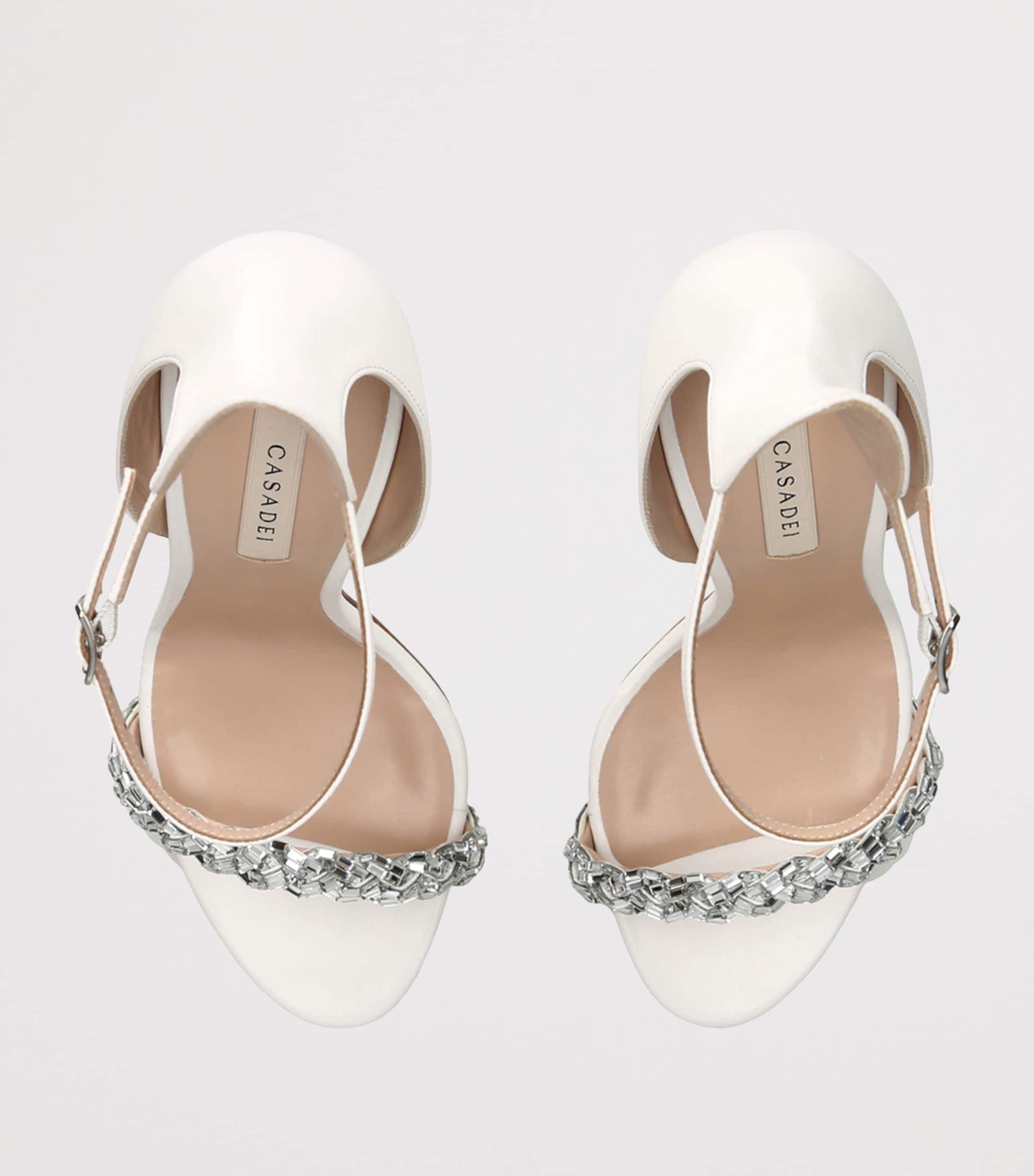 Casadei White Leather Blade Starlink Strap Heeled Sandals 120