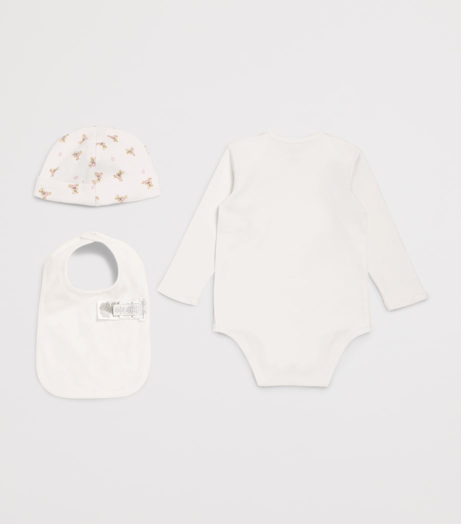 Polo Bear Bodysuit, Hat and Bib Gift Set (3-9 Months) WHITE MU Image 2