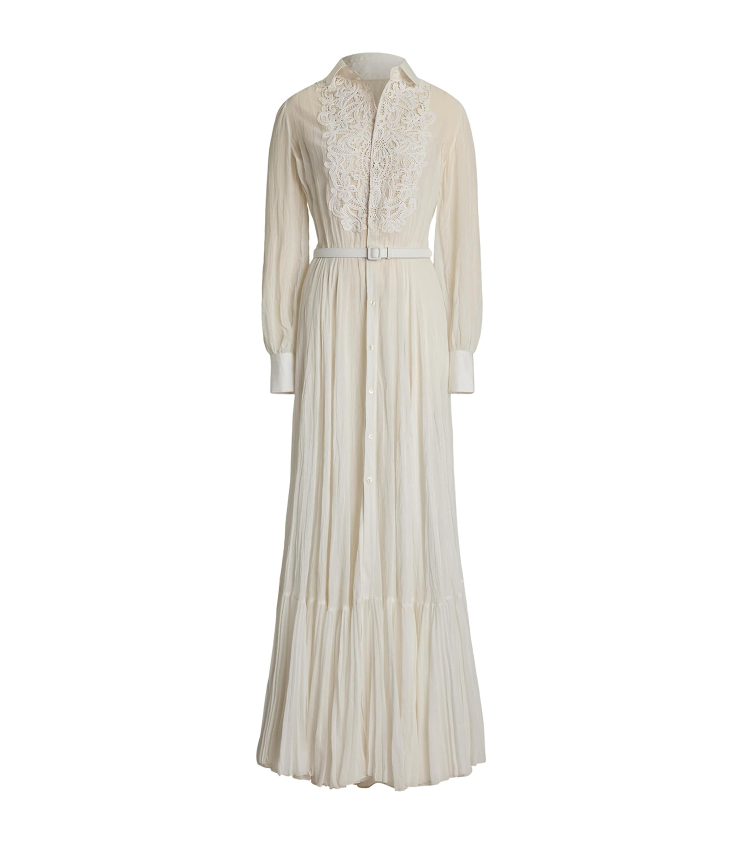 Ralph Lauren Seymour Embroidered Voile Day Dress In White