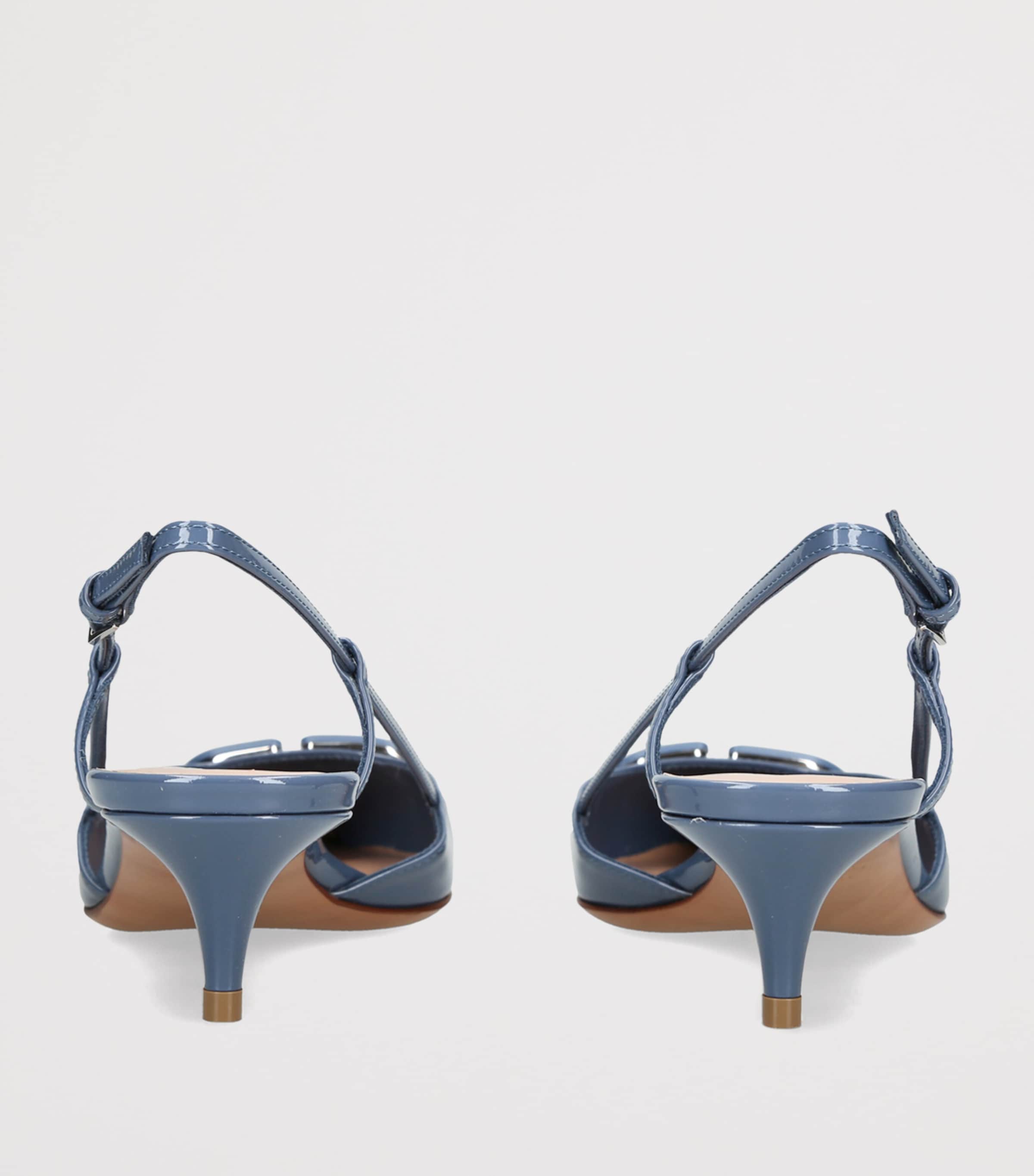 Valentino Garavani Leather VLogo Slingback Pumps 40 Blue Image 4