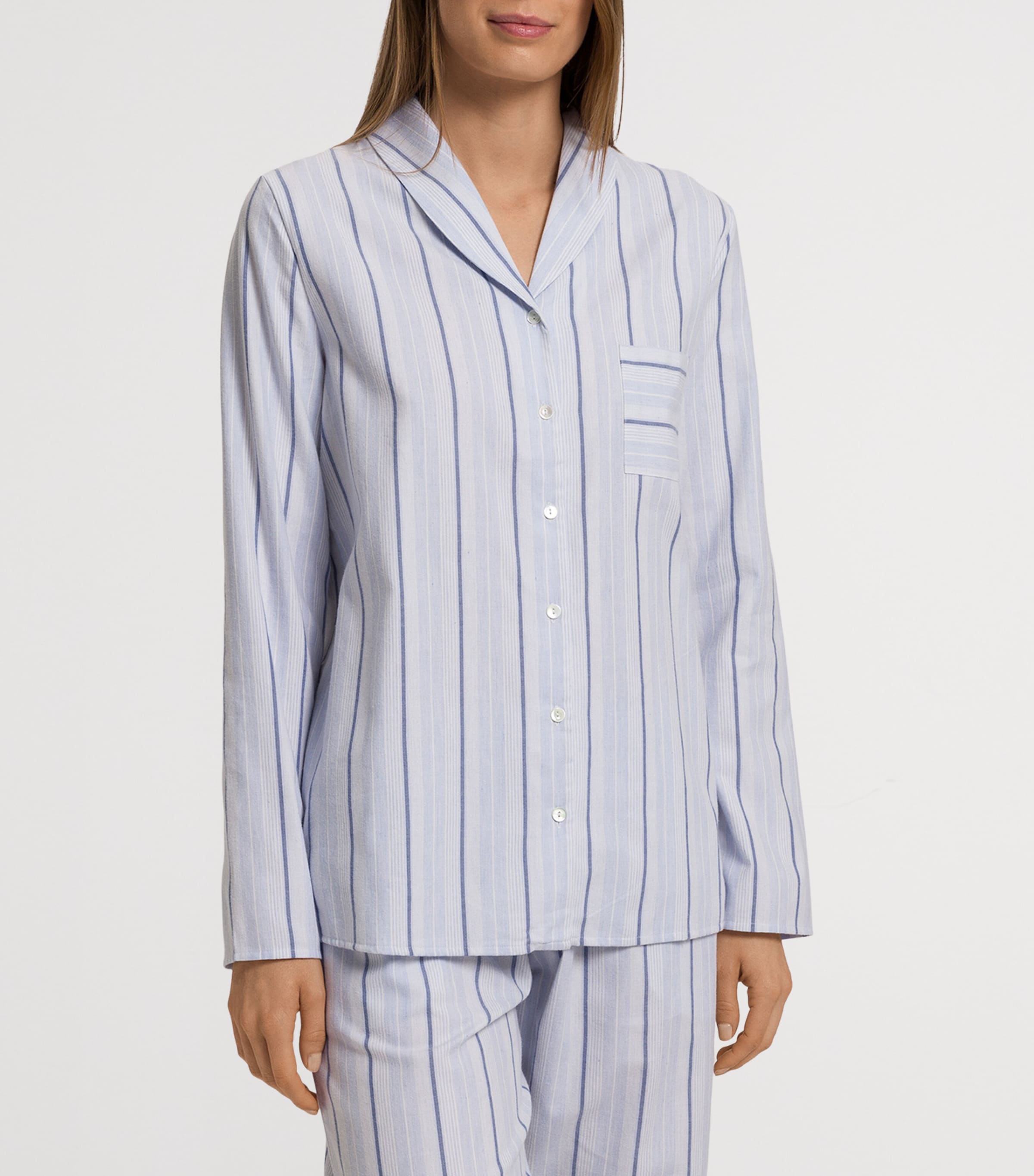 Cotton Stripe Pyjama Shirt POWDER BLUE STRIPE Image 3