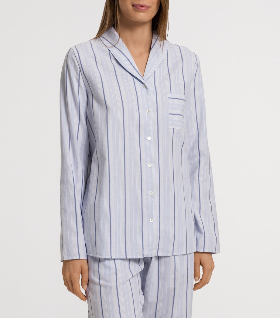 Cotton Stripe Pyjama Shirt POWDER BLUE STRIPE Image 3