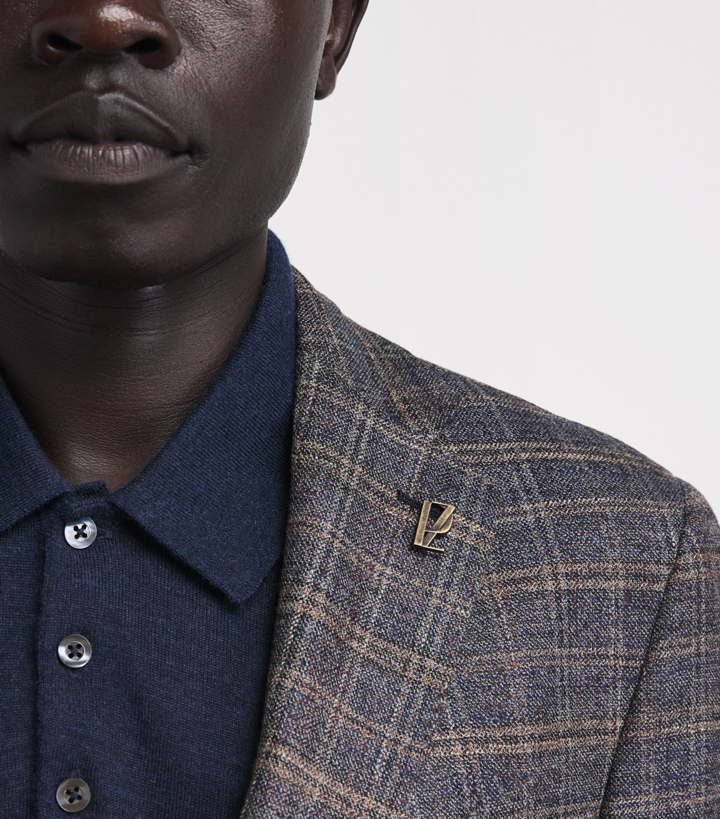 Pal Zileri Mens Wool-Blend Check Brera Blazer Blue Image 3