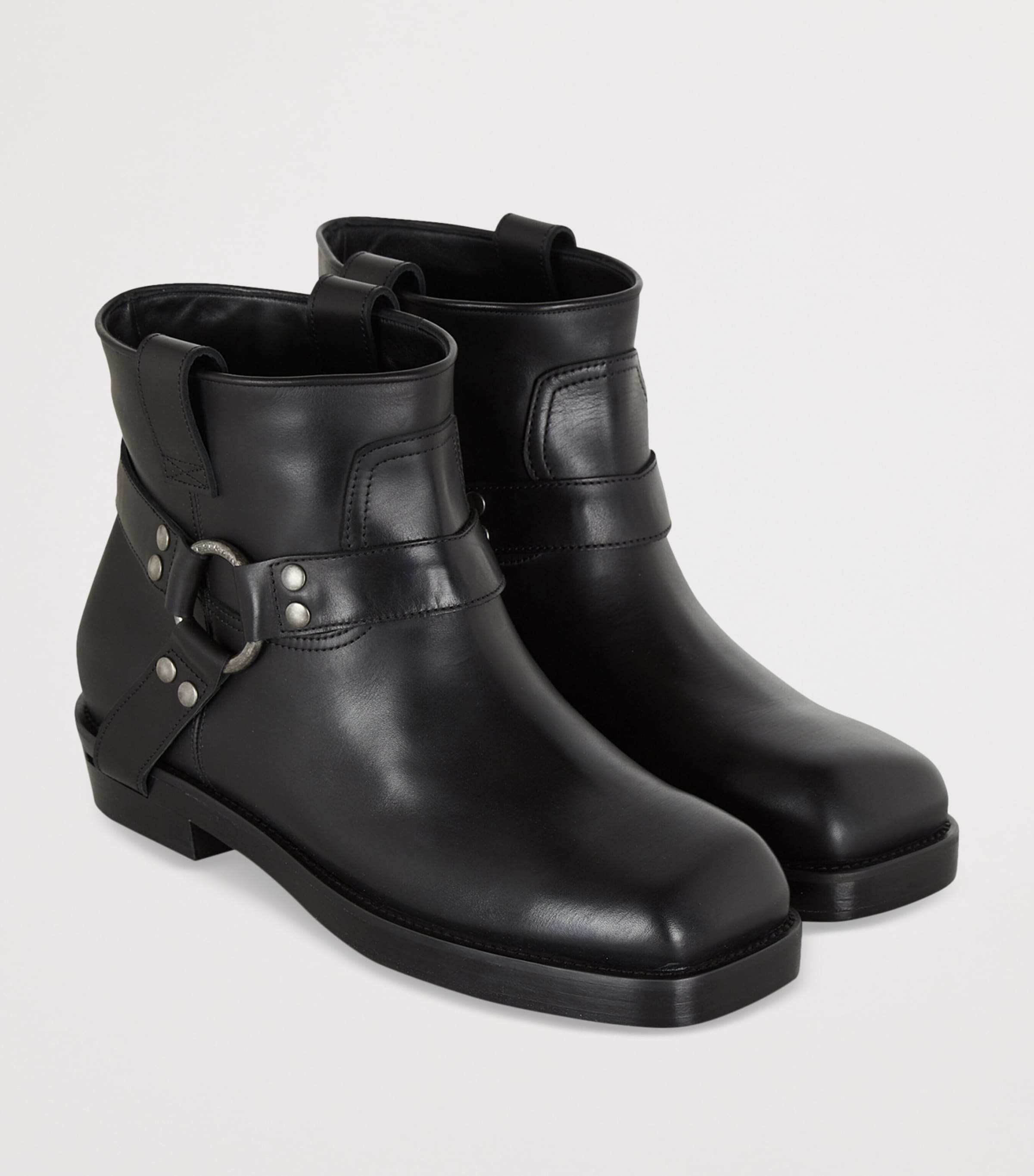 Leather Biker Ankle Boots 0PA NOIR Image 6