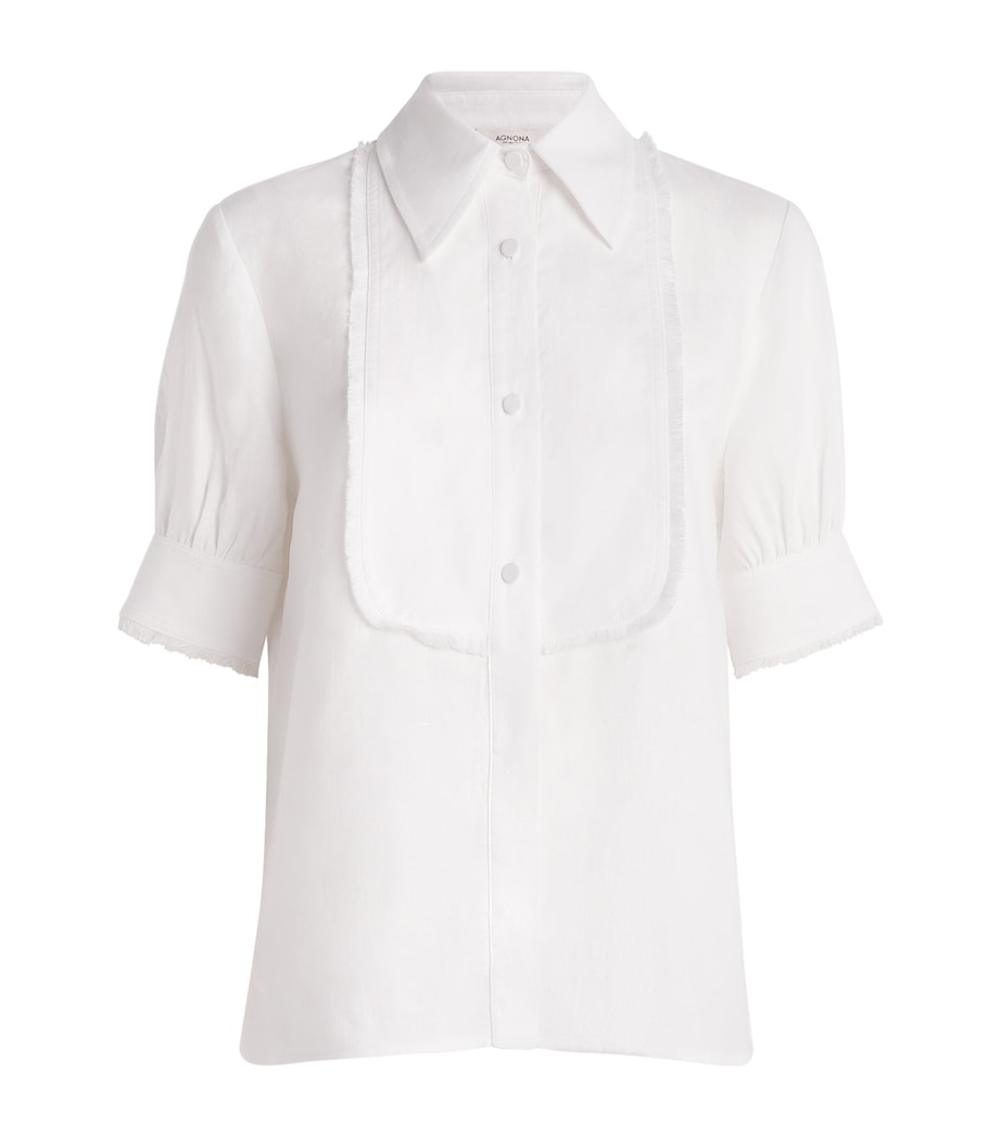 Agnona Womens Linen Short-Sleeve Shirt White Image 1