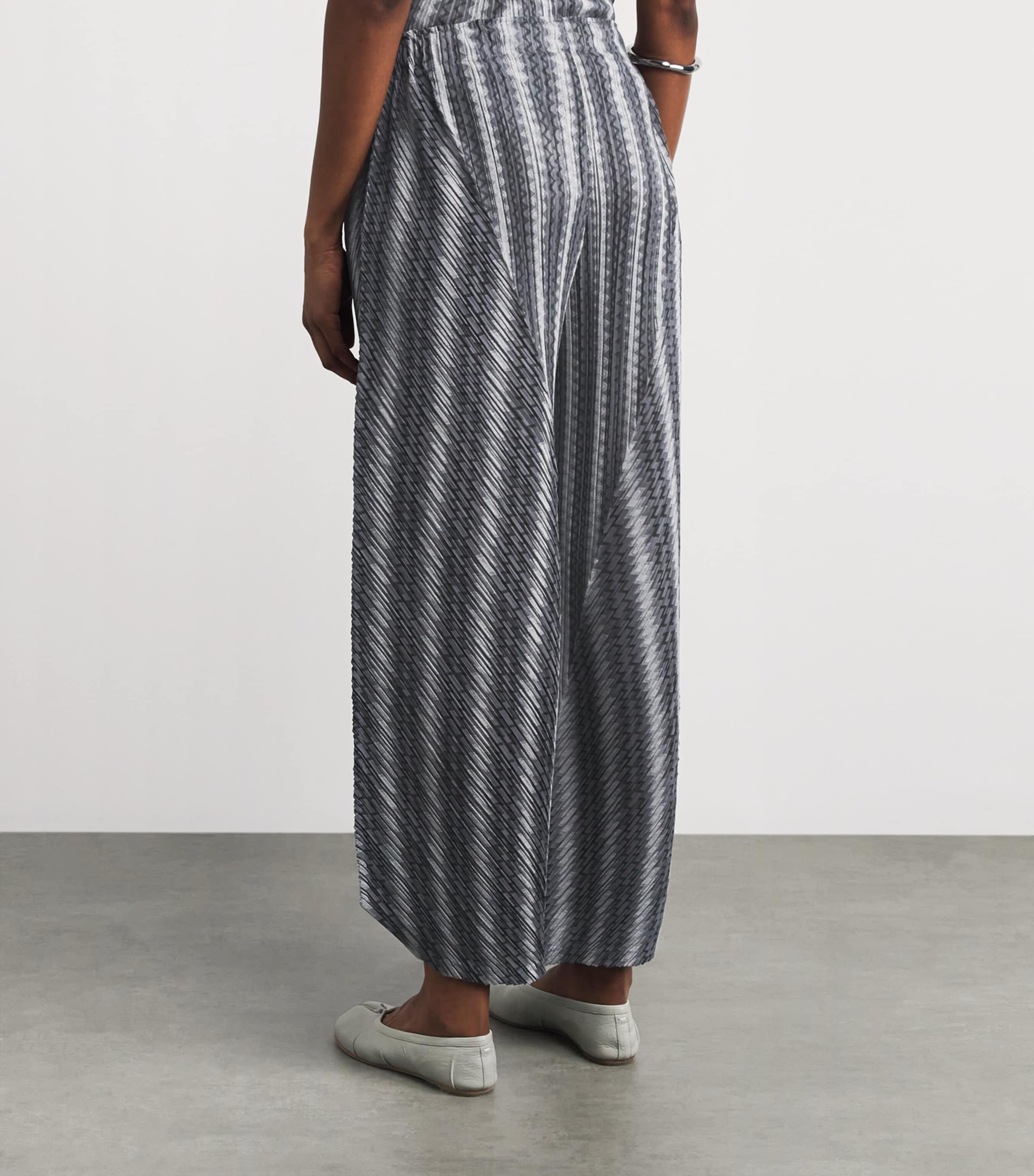 Pleats Please Issey Miyake Womens Cotton-Blend Zigzag Trousers Grey Image 5