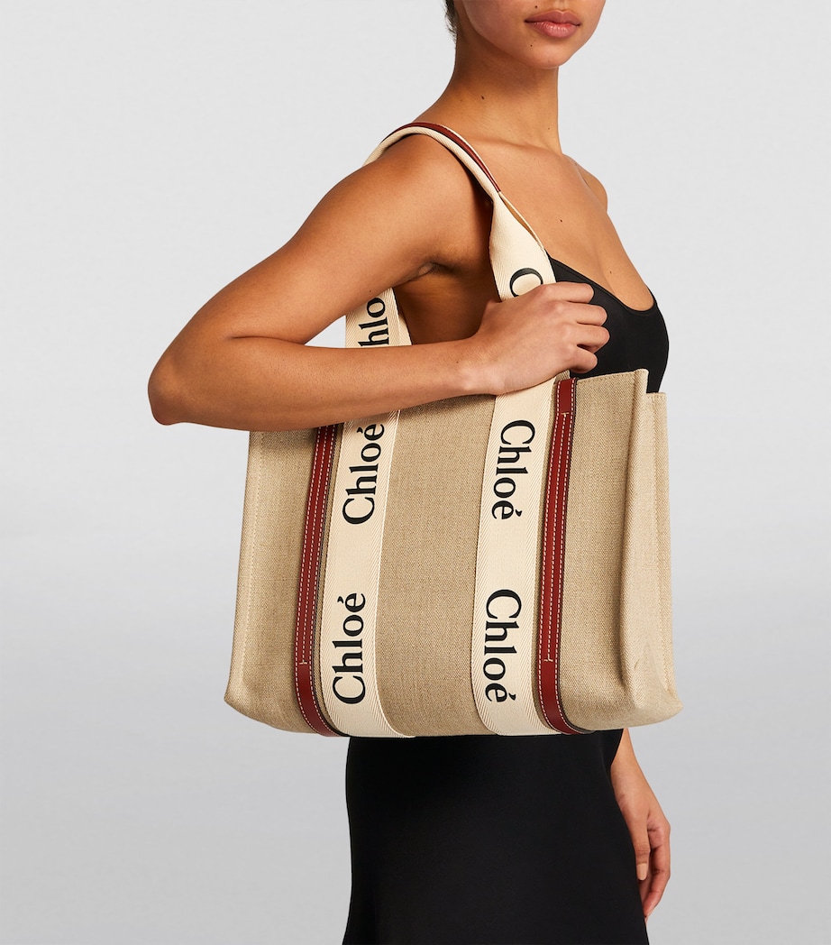 Medium Woody Tote Bag WHITE  BROWN 1 Image 4